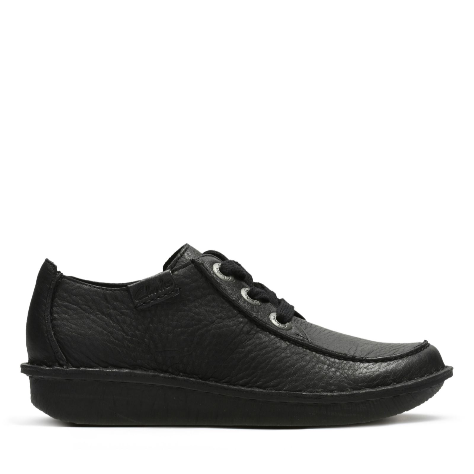 Clarks Funny Dream Wide Black leather Womens lacing shoes 0663-95E in a Plain Leather in Size 8