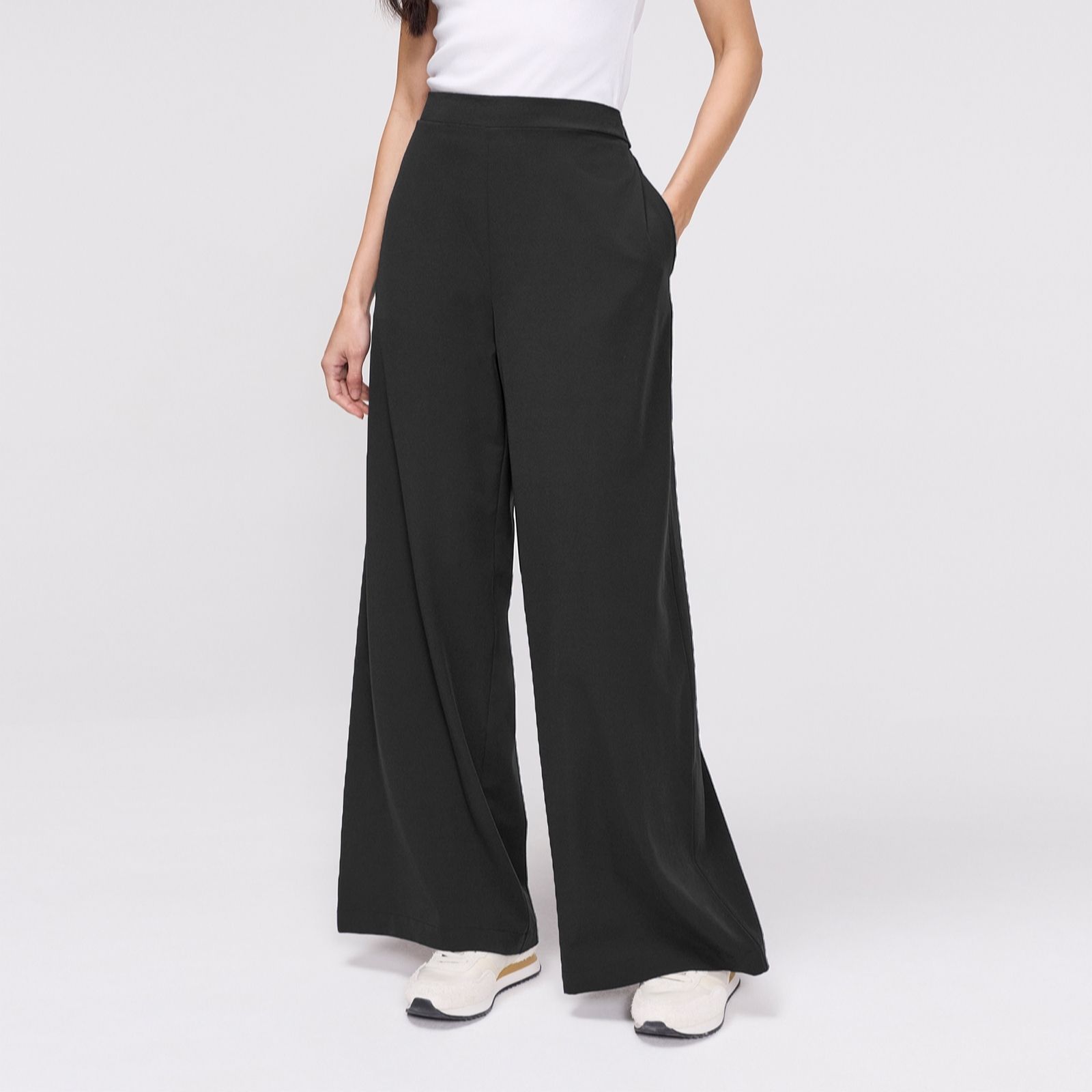 Finery London Apollo Crepe Wide Leg Full Length Trousers Short women's