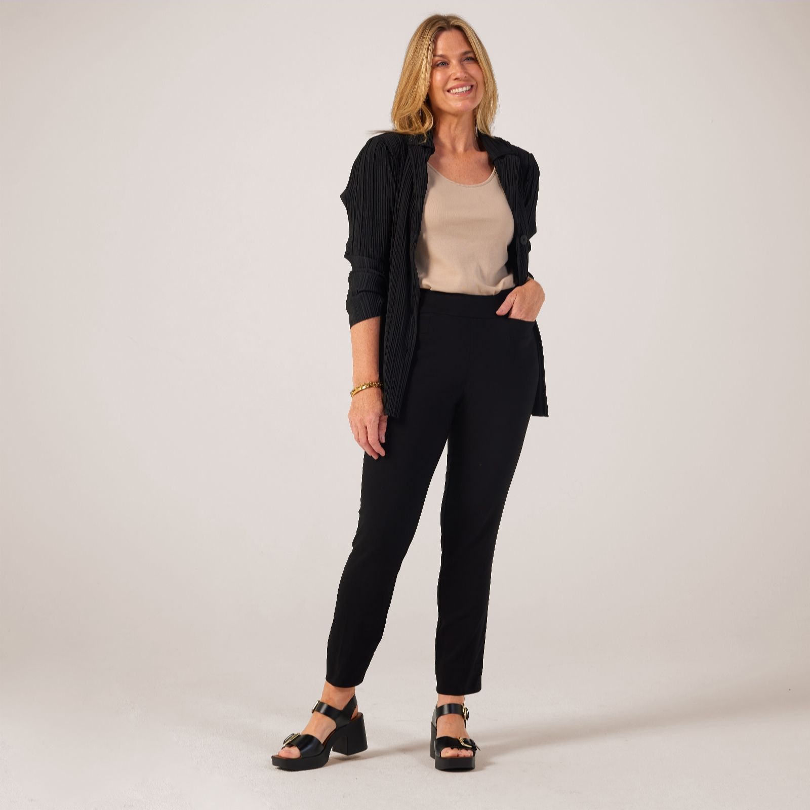 Marlawynne Black Flatter Fit Ankle Trousers