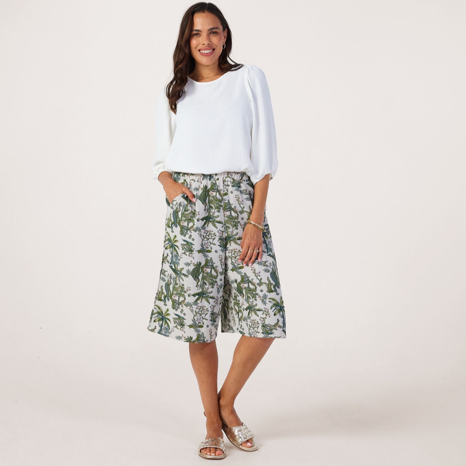 Kim & Co Printed Poplin Shorts With Pockets women's