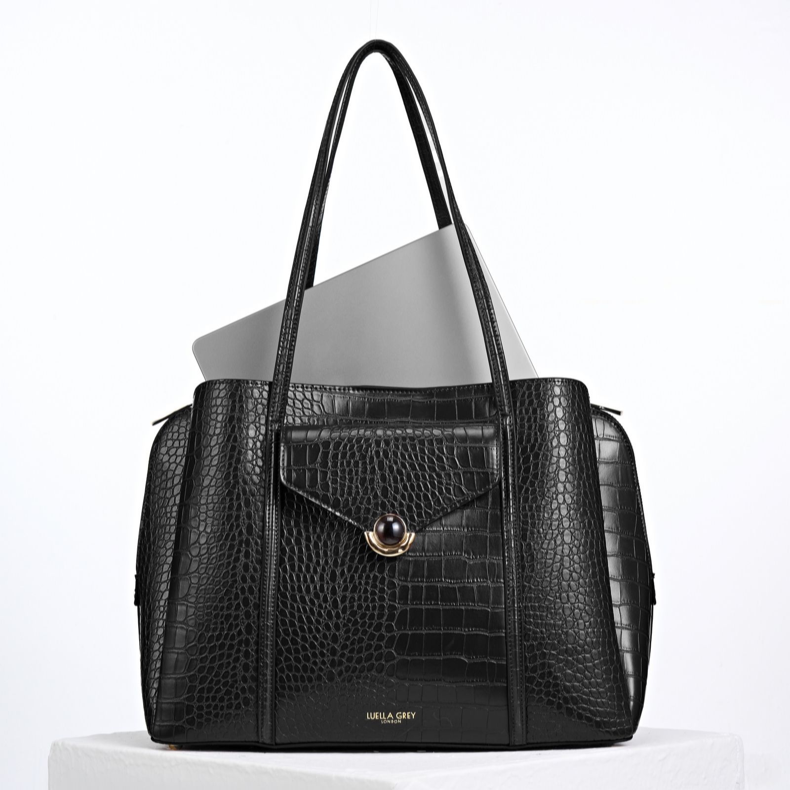 Luella Grey Women's Black Cherry Croc Francois Laptop Tote