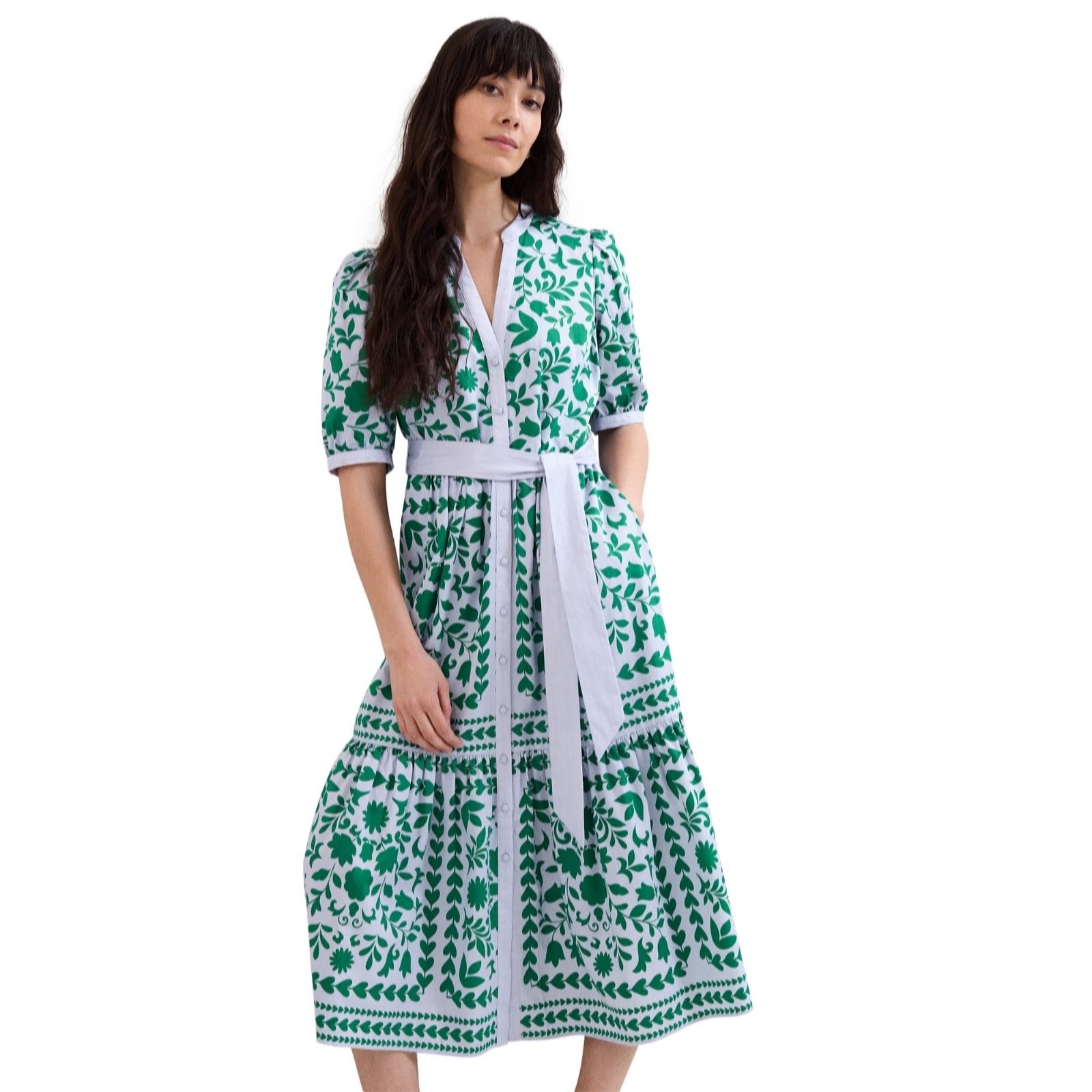 Phase Eight Trinity Printed Heart & Floral Midi Shirt Dress Petite