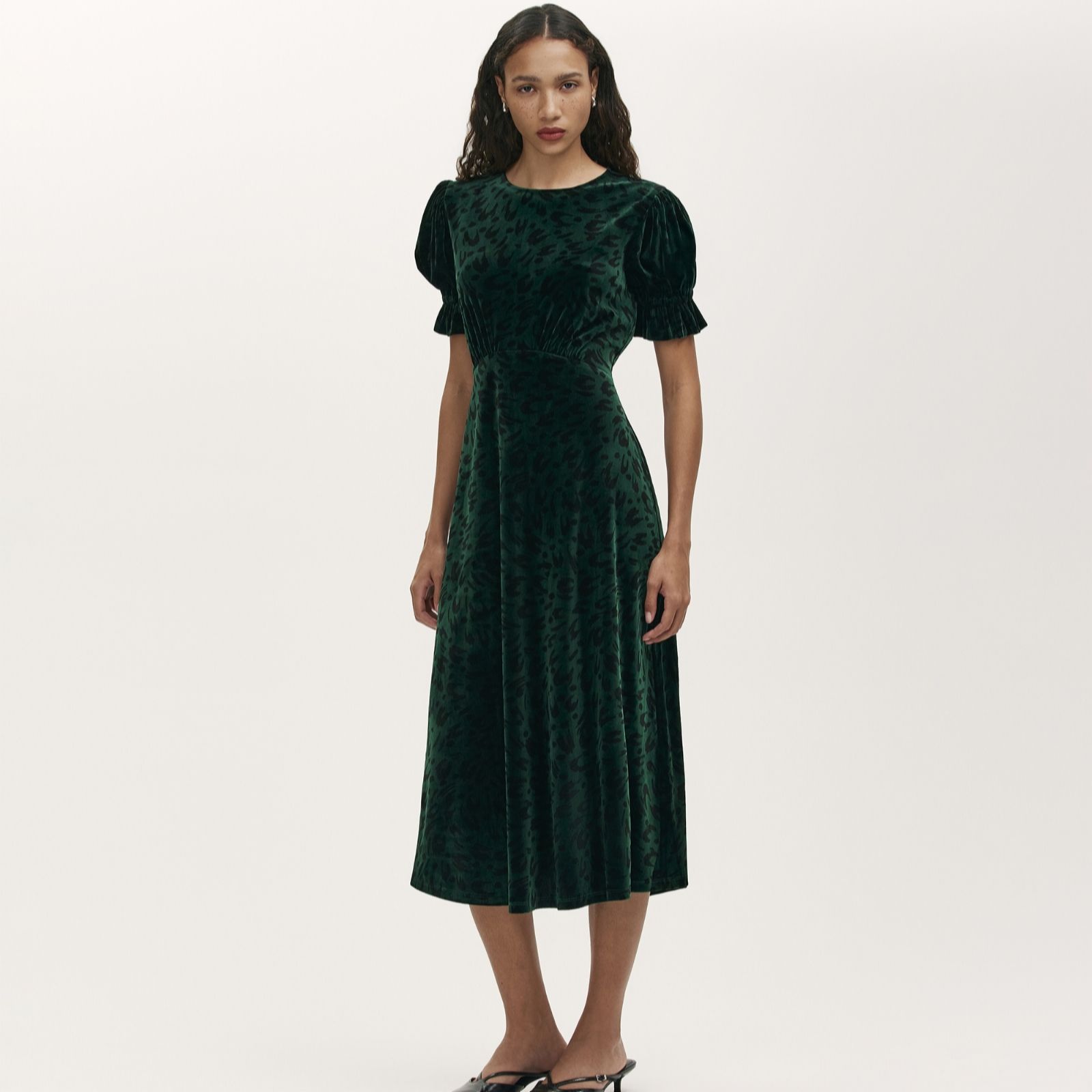 Finery London Mela Velvet Animal Print Dress Regular women's