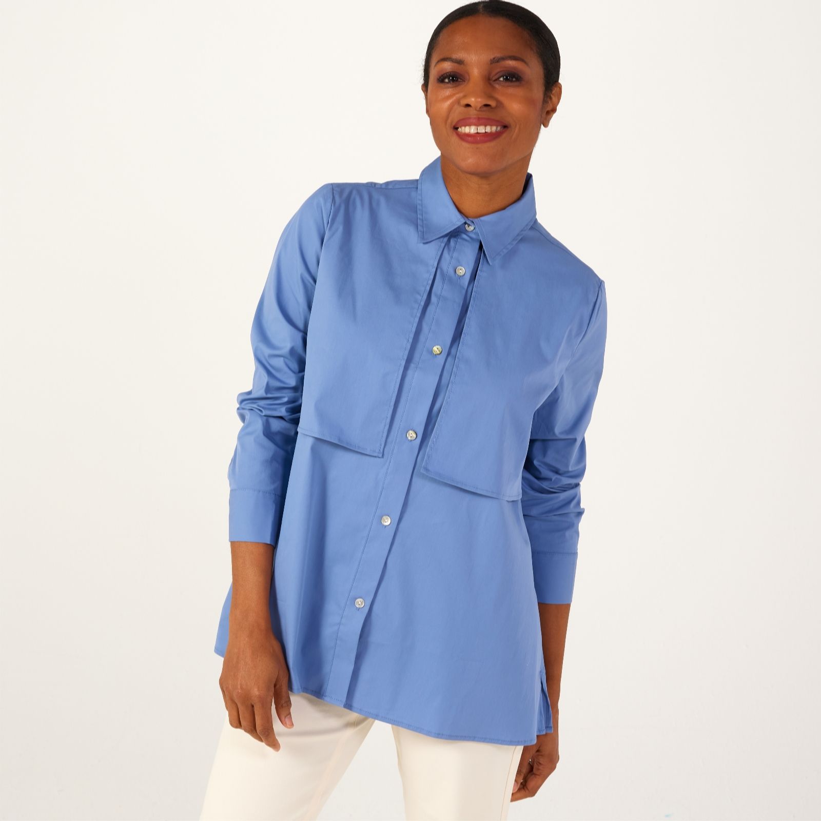 WynneLayers Cotton Poplin Trench Detail Shirt