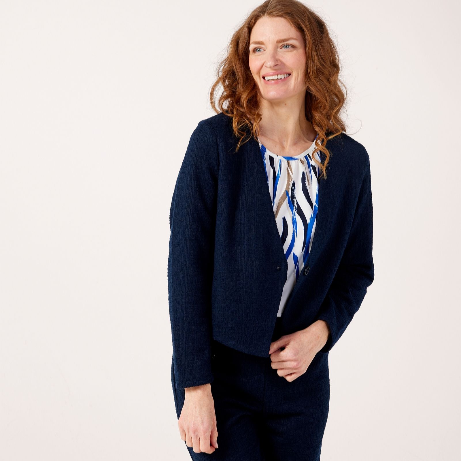 Kim & Co Black Textured Boucle One Button Short Jacket