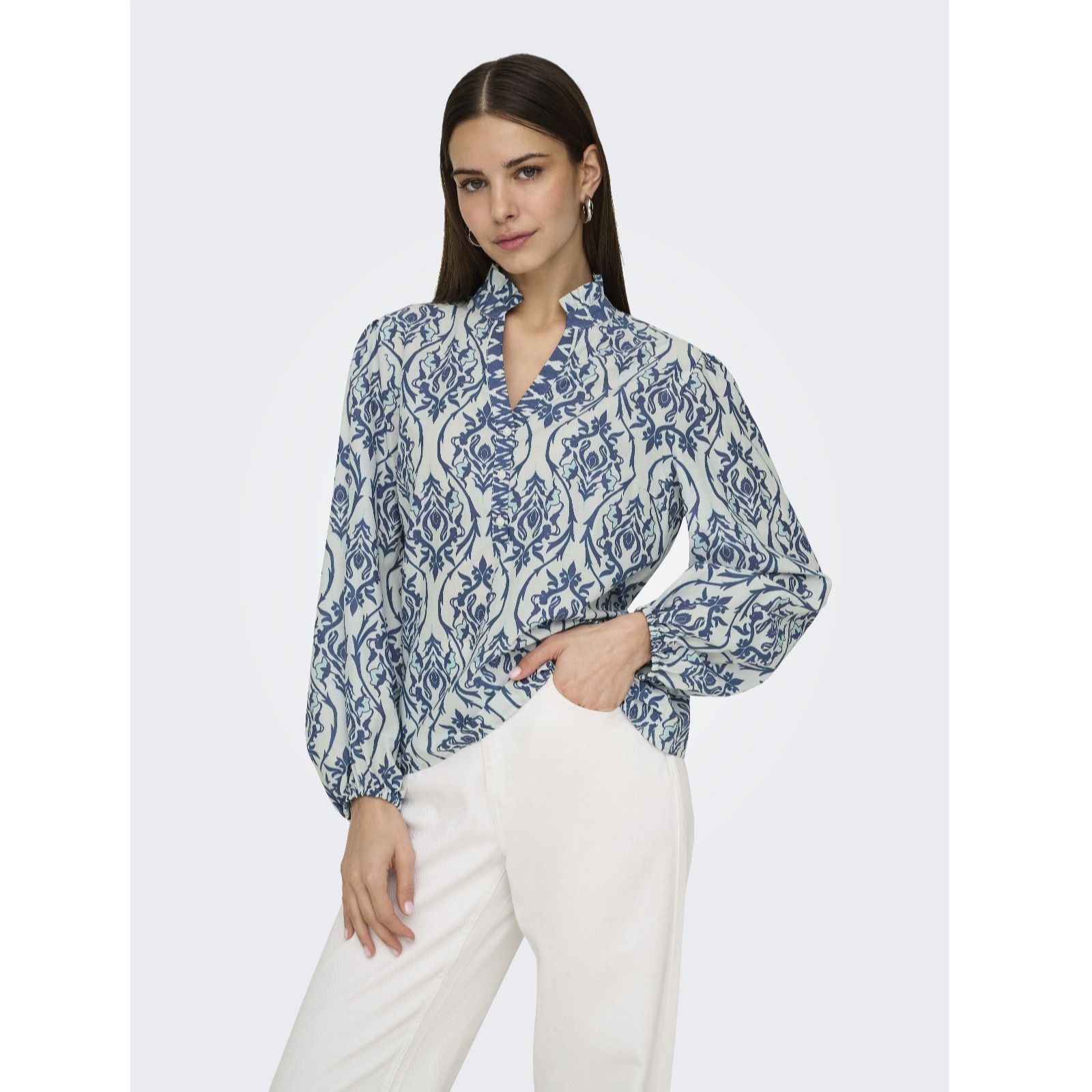 JDY Anna Printed V-Neck Blouse