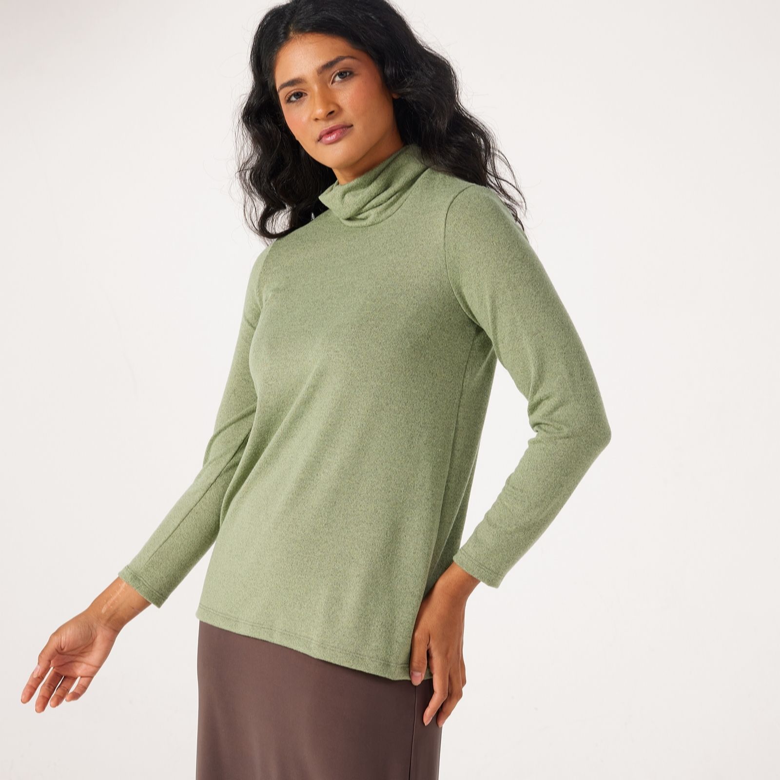 Kim & Co Denim Blue Soft Touch Roll Neck Long Sleeve Tunic