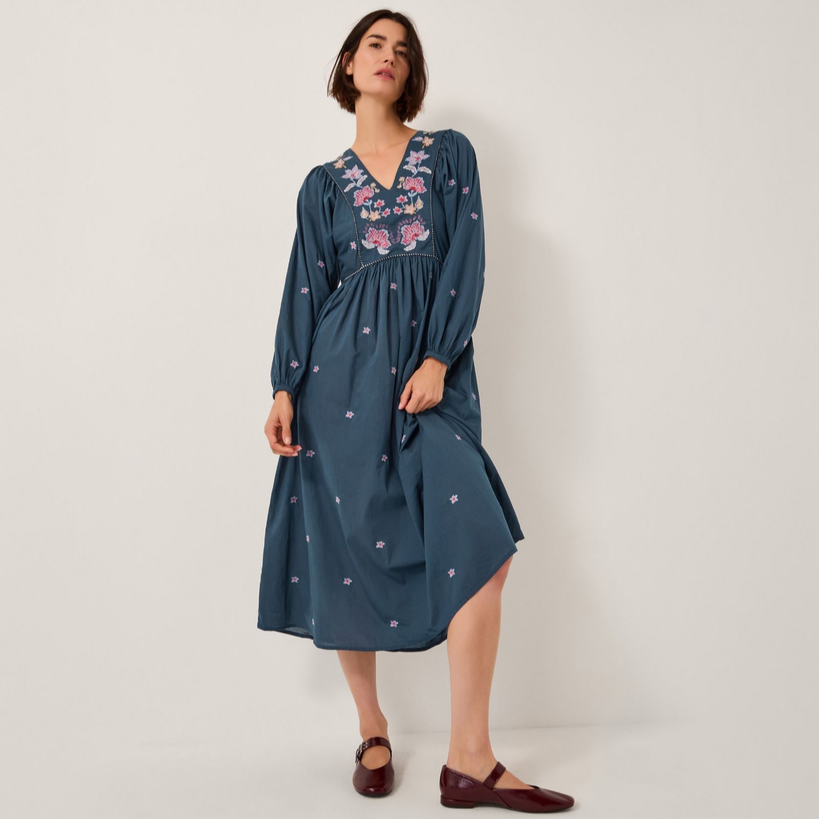 Monsoon Blue Bria Embroidered Dress