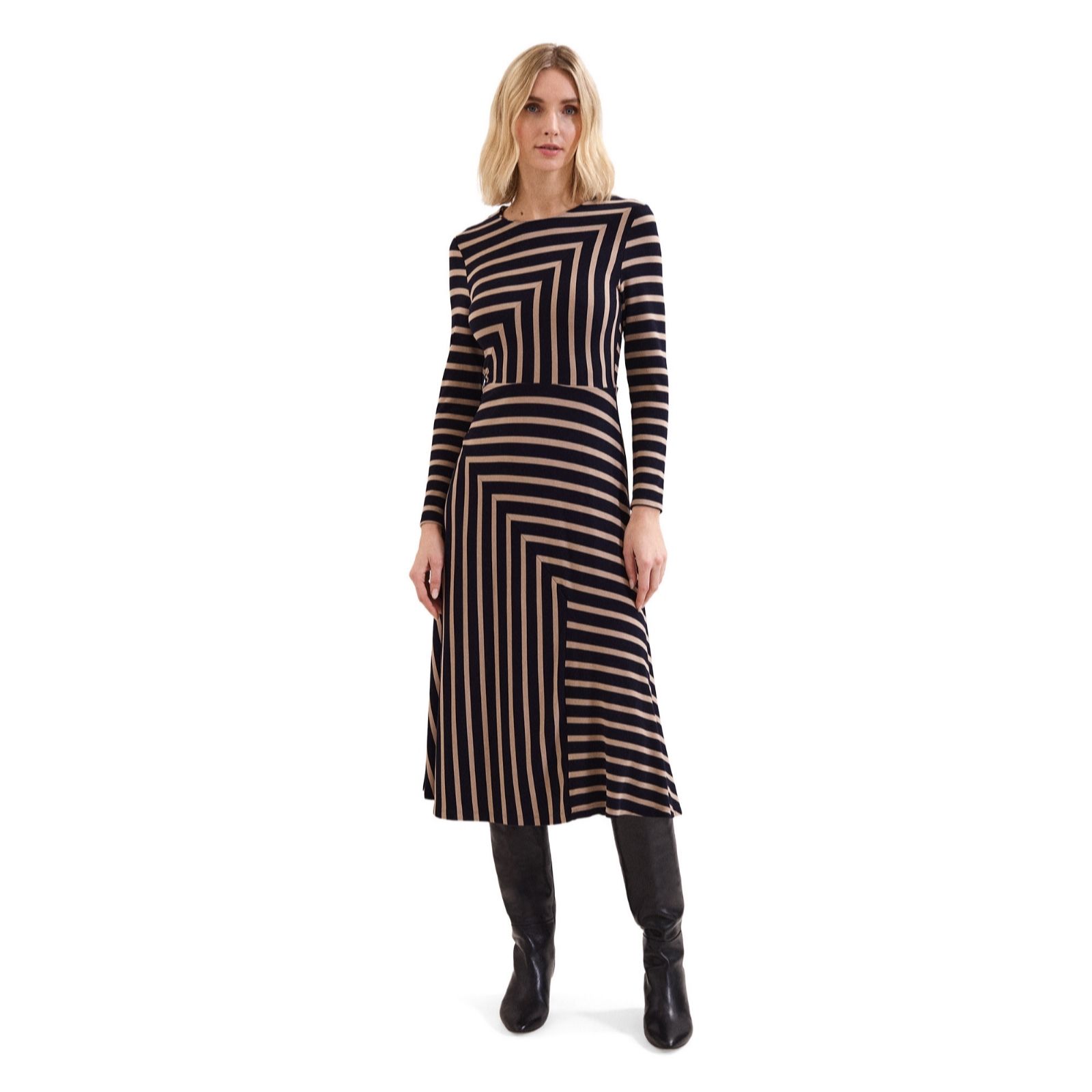Phase Eight Women's Mia Stripe Long Sleeve Midi Dress | Size: 20