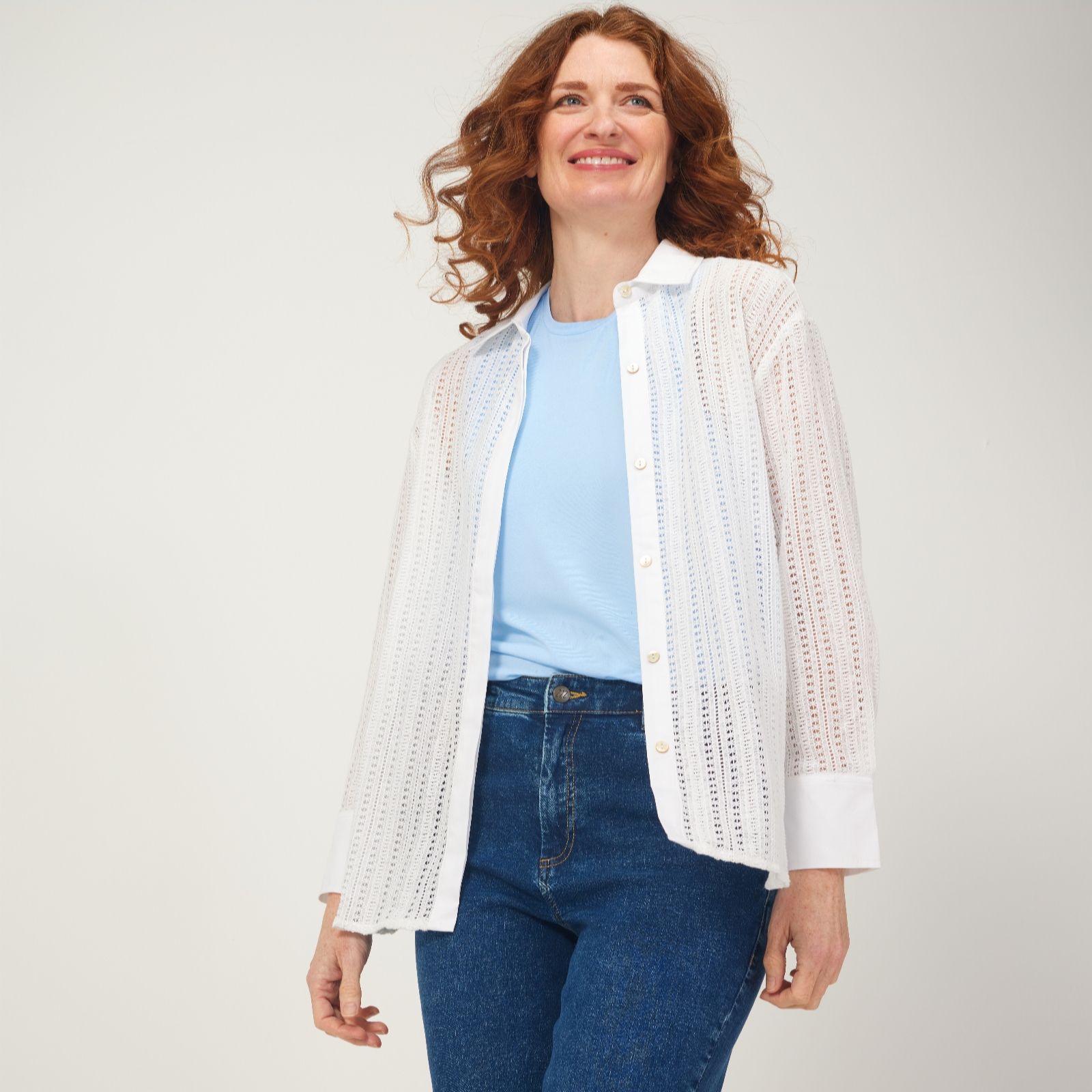 Marla Wynne Collection Woven Crochet Shirt