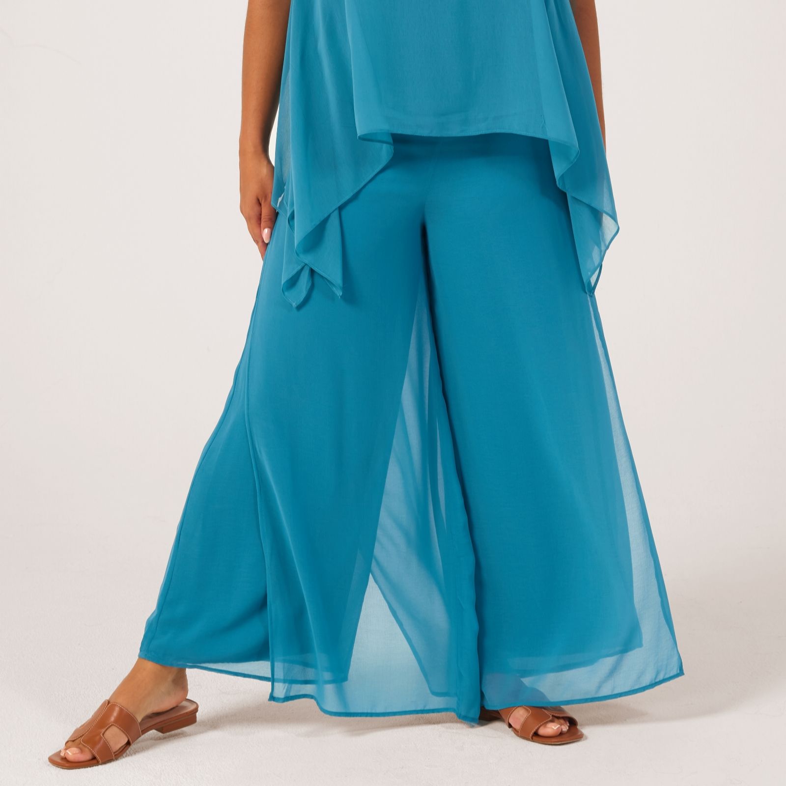 Marlawynne Deep Sea Marla Wynne Layers Chiffon Overlay Trousers