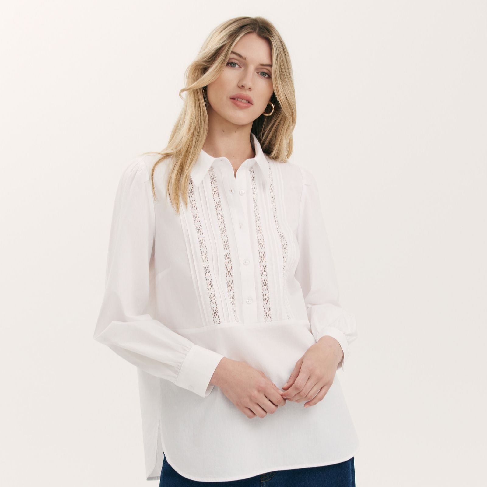 Finery Navy London Remy Lace Detail Shirt