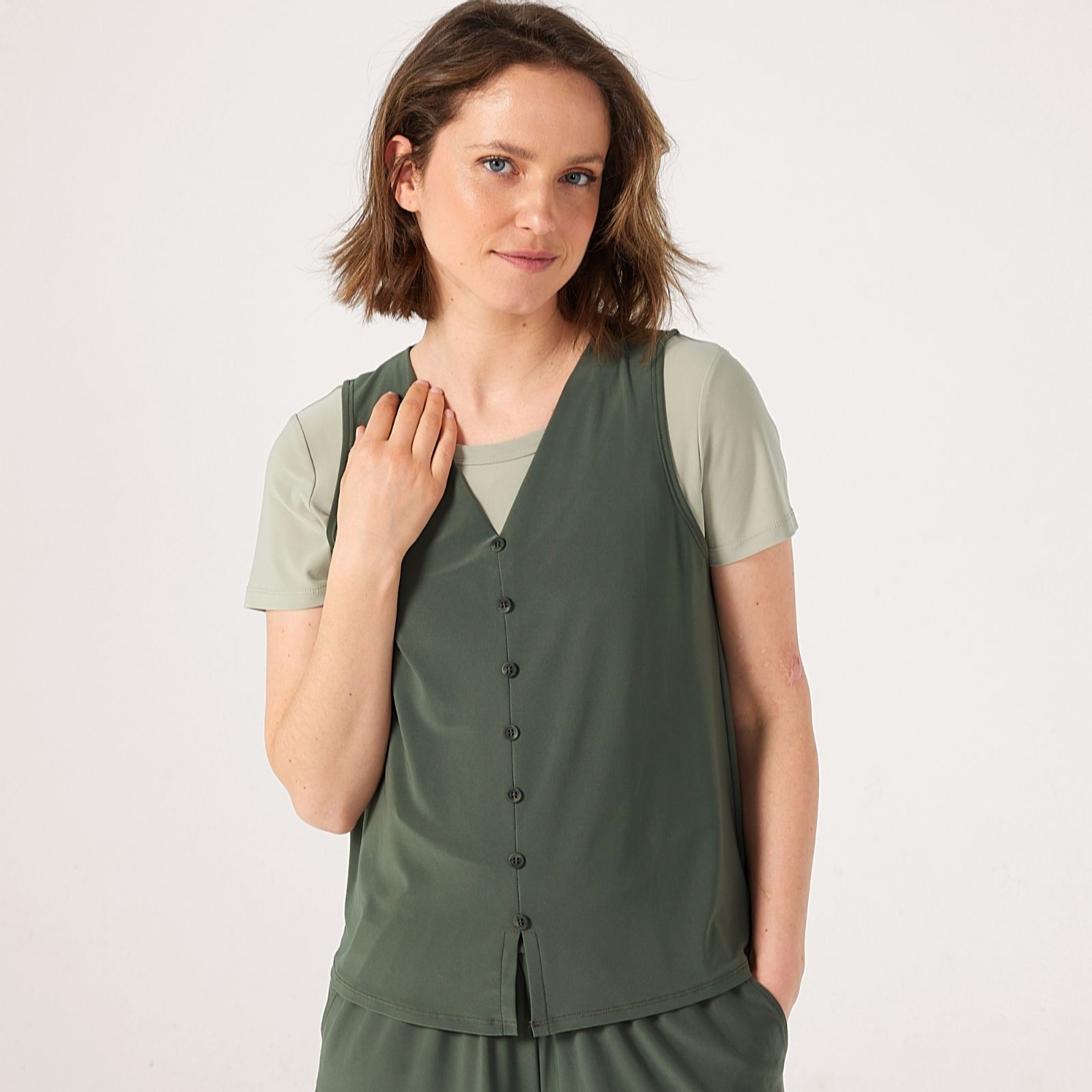 Kim & Co Black Deluxe Brazil Jersey Button Detail Vest Top