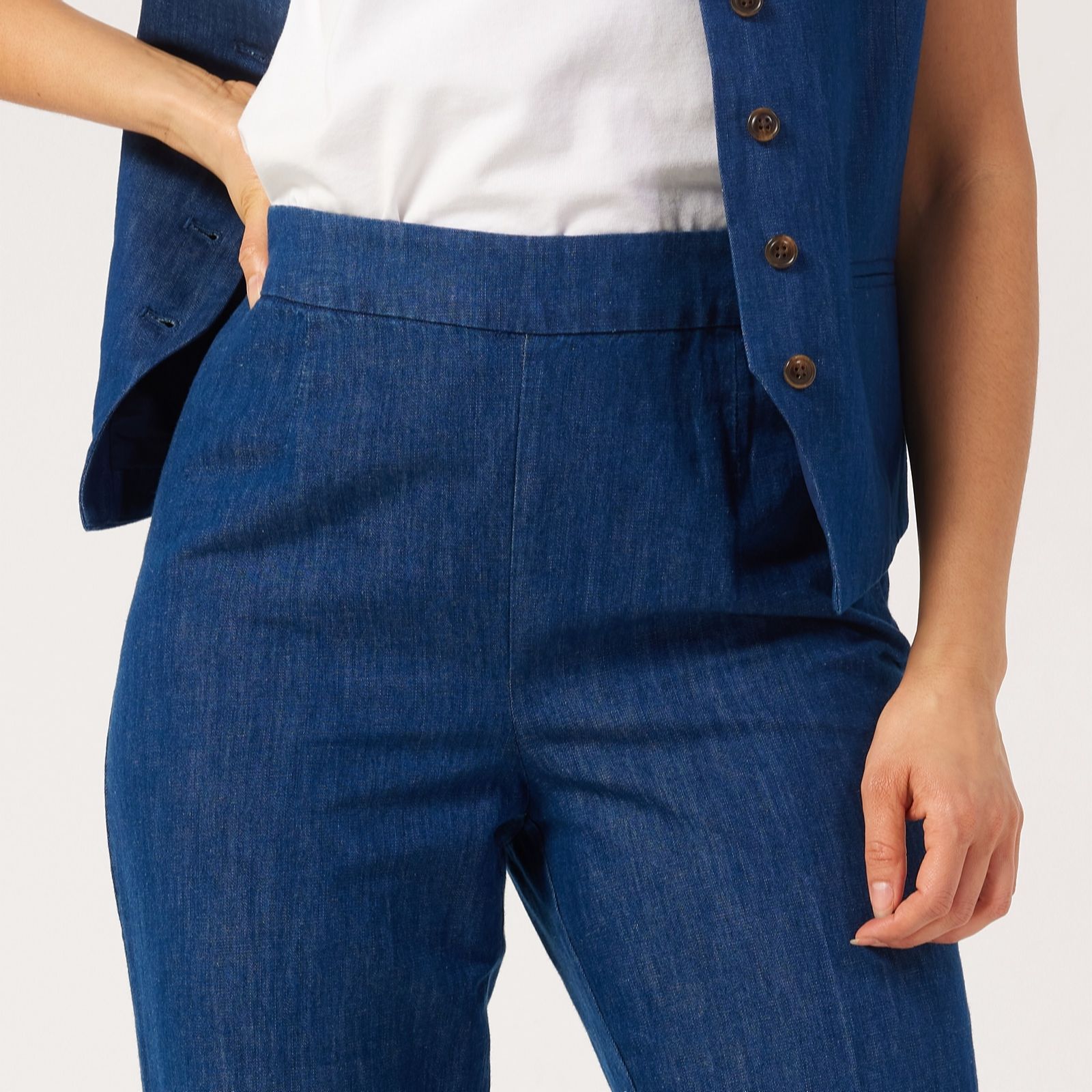 Ruth Langsford Denim Look Tapered Leg Trousers Petite