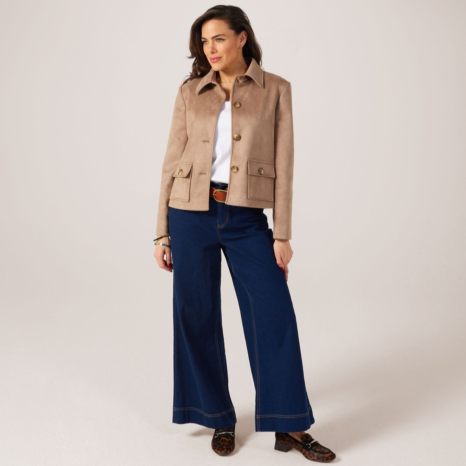 Helene Berman Cream Suede Look Jacket With Pockets