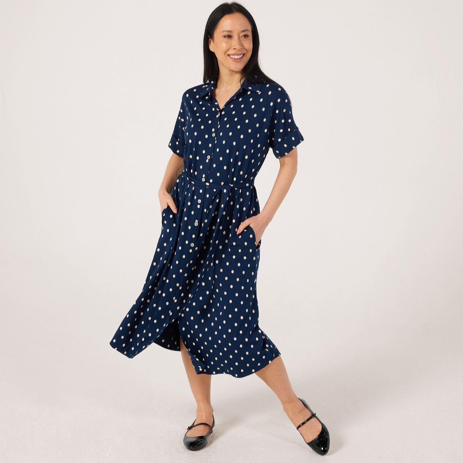 Masai Copenhagen Navy Spot Nerithia Viscose Jersey Shirt Dress