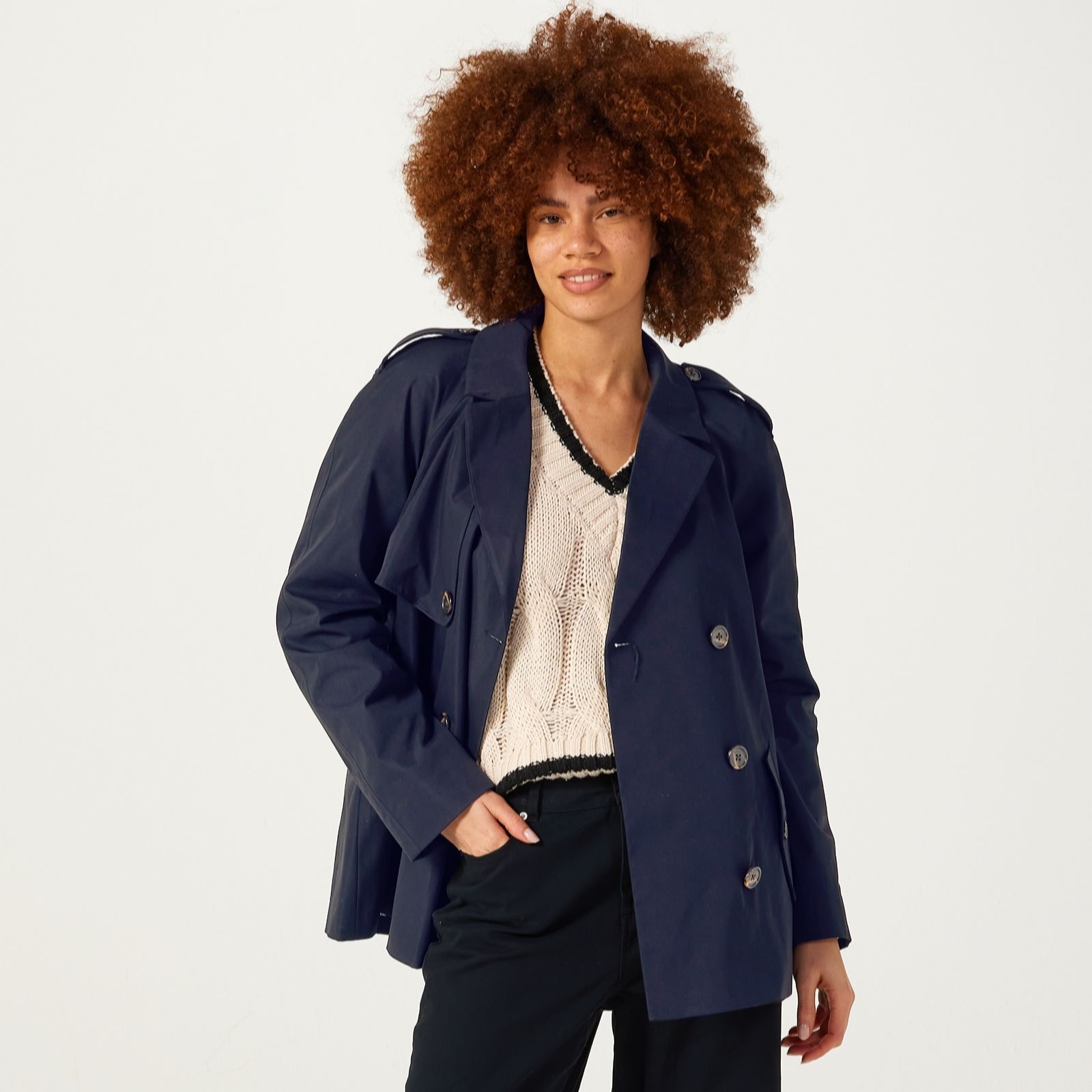 Centigrade Short Double Breasted Trench Coat