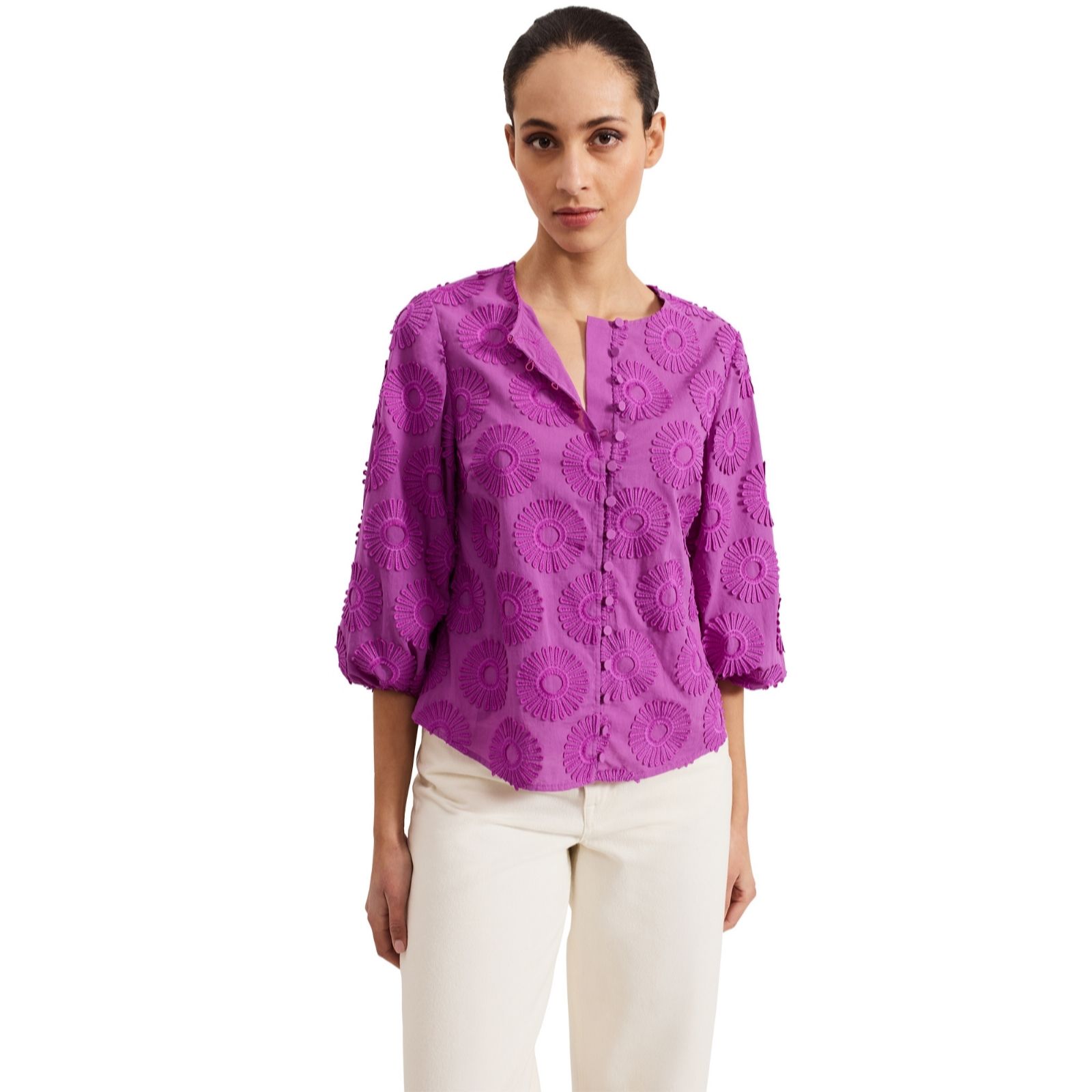 Phase Eight Daisy Crochet Poplin Blouse