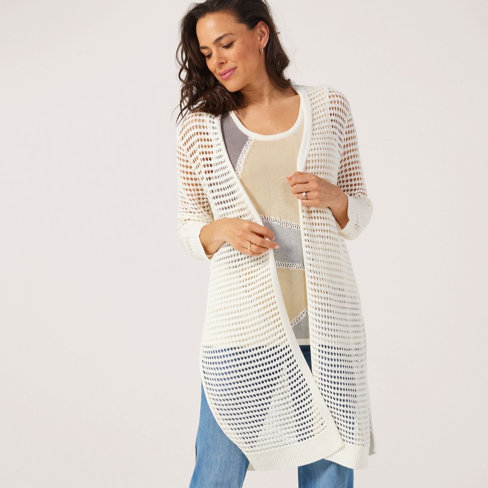 Marlawynne Black Open Stitch Duster Cardigan