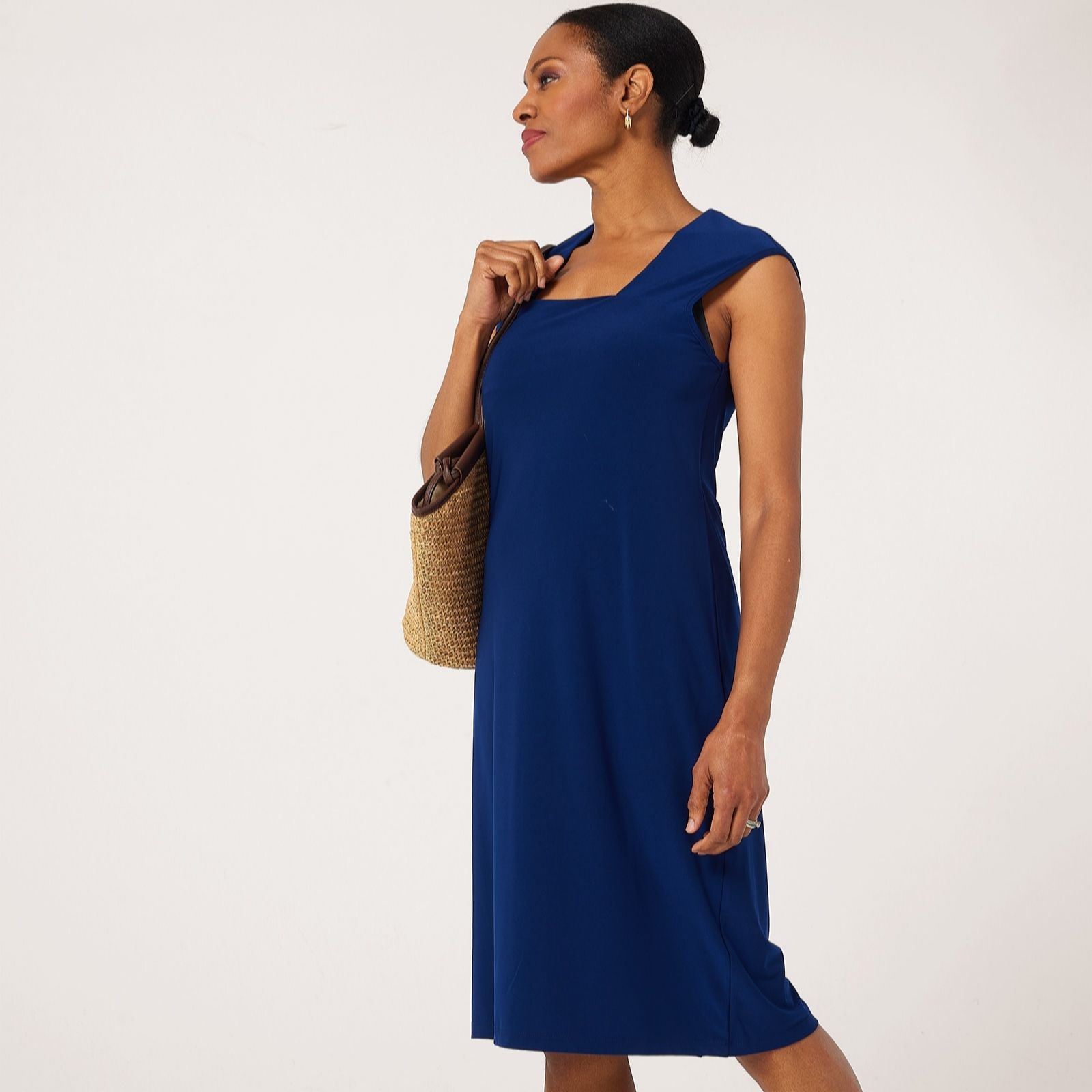 Kim & Co Black Brazil Jersey Square Neck Midi Dress With Back Slit