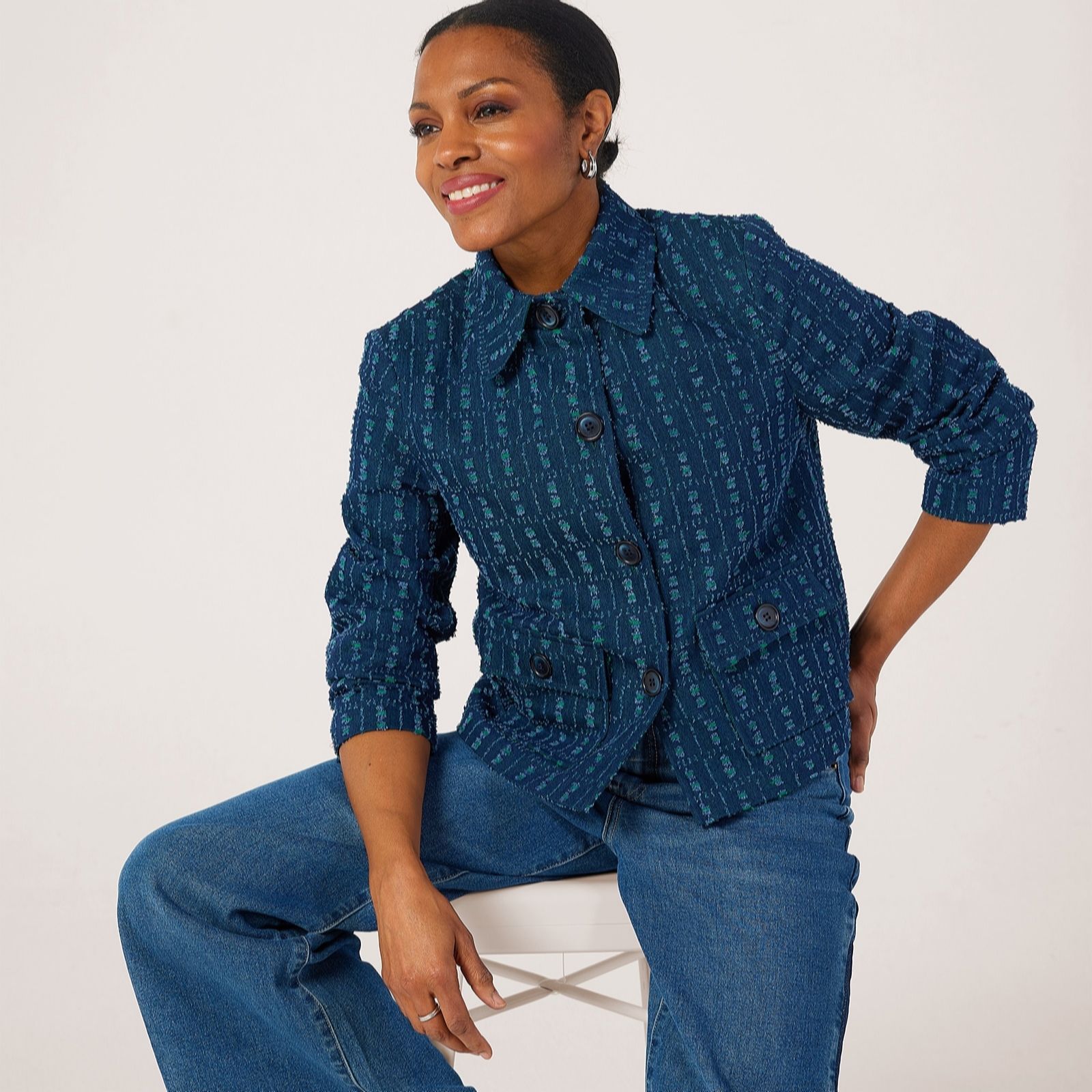 Helene Berman Indigo Denim Denim Short Jacket