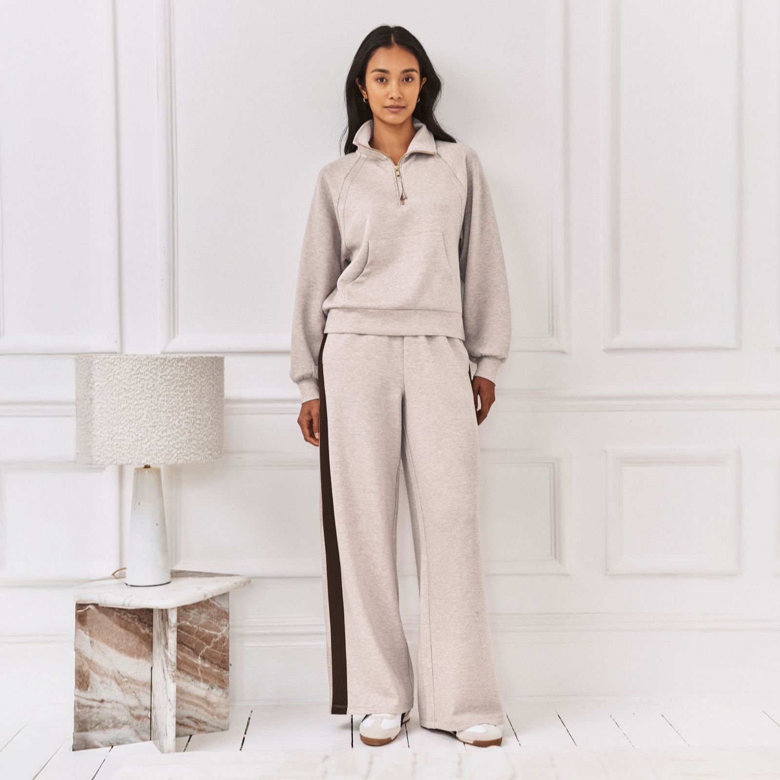 Chelsea Peers Camel Luxecomfort Scuba Stripe Joggers