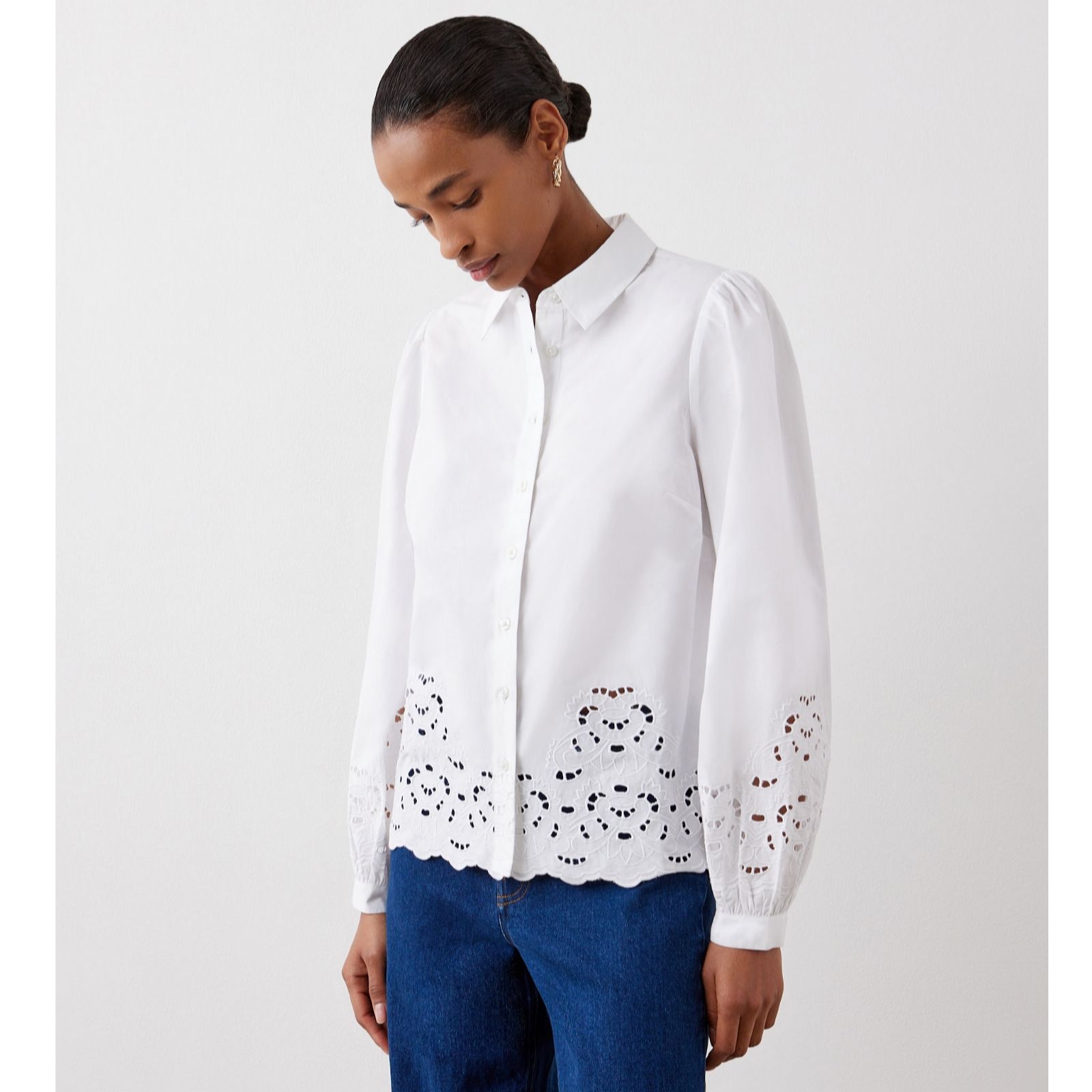 Finery London Jayne Open Work Detail Shirt women's