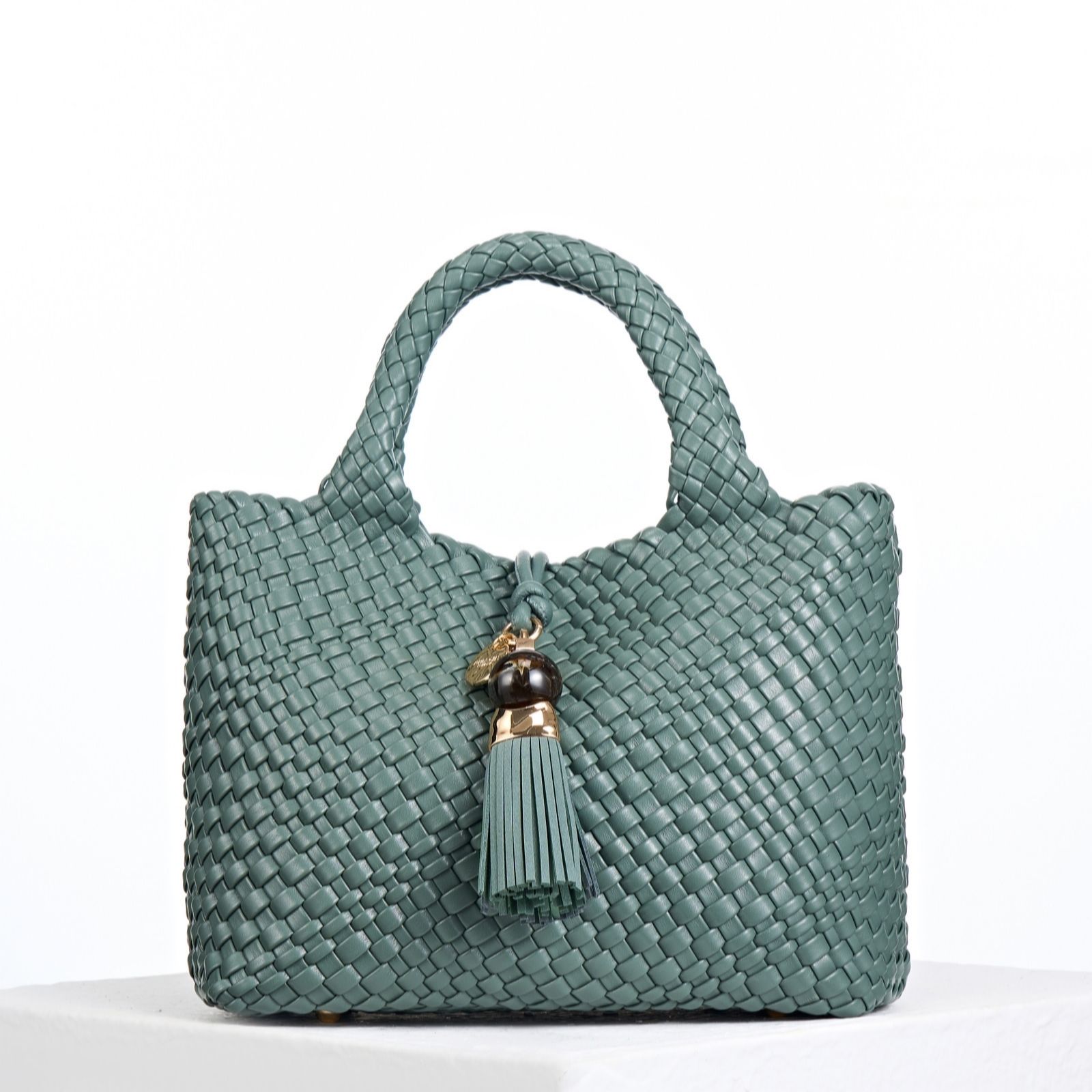 Luella Grey Steel Green Suky Medium Woven Cross-Body