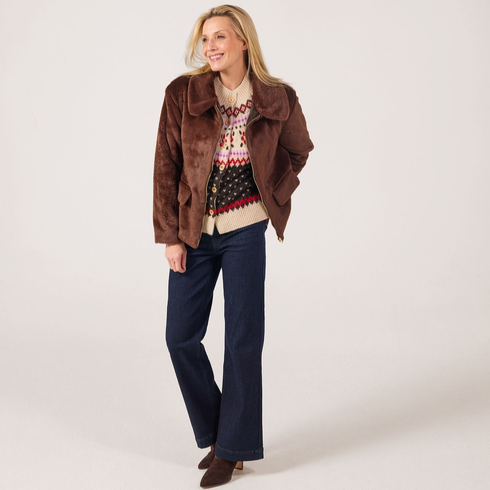 Helene Berman Chocolate Super Soft Faux Fur Coat