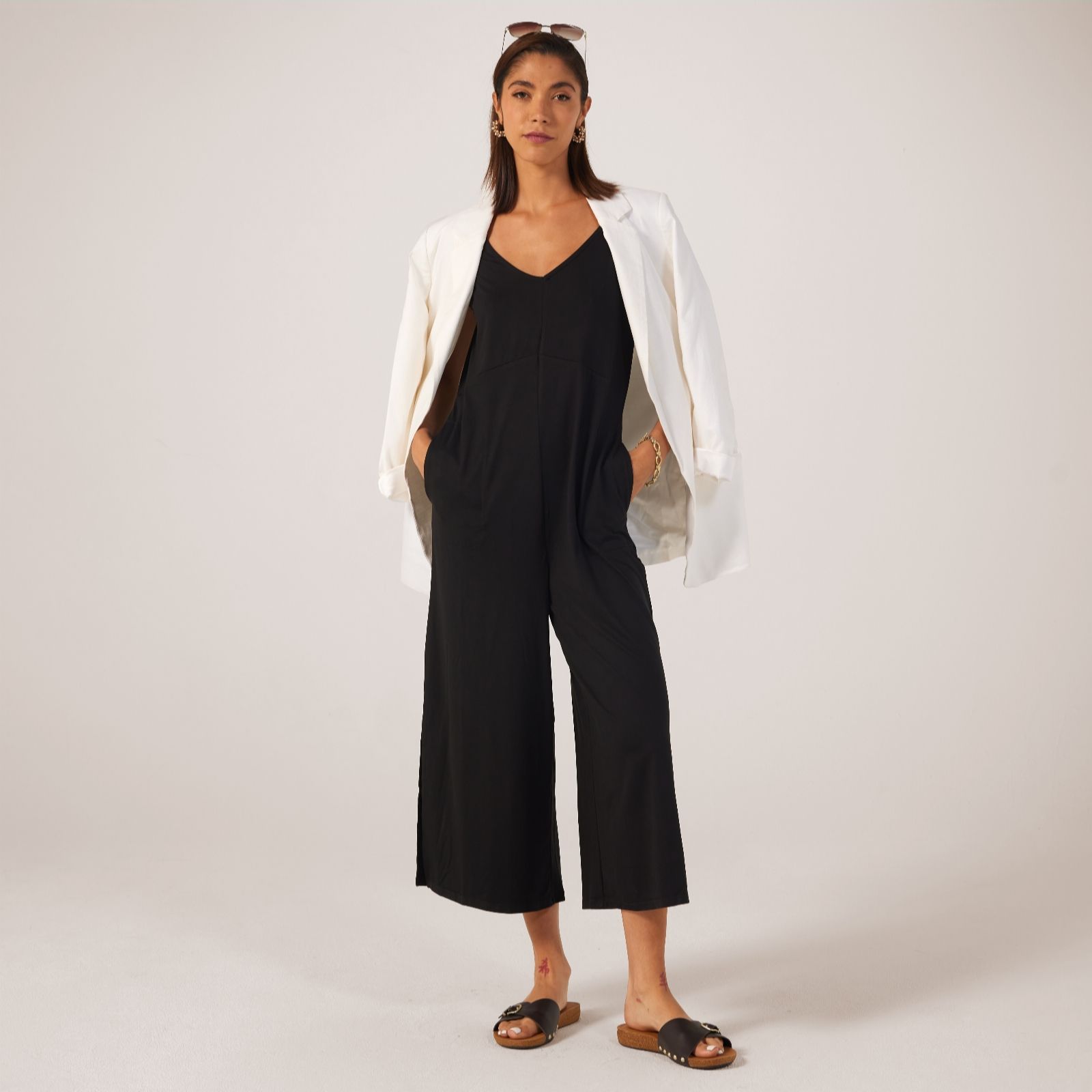 Cuddl Duds Flexwear Standard V Neck Jumpsuit