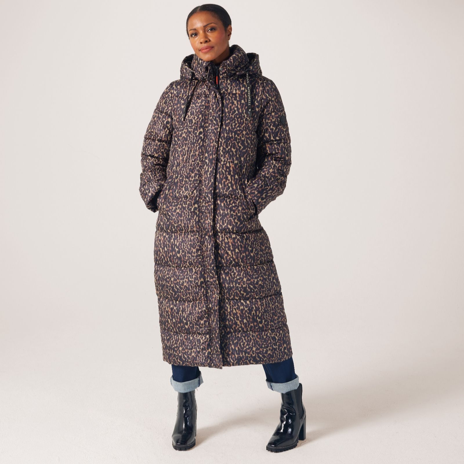 Rino & Pelle Roza Midi Length Printed Coat with Hood