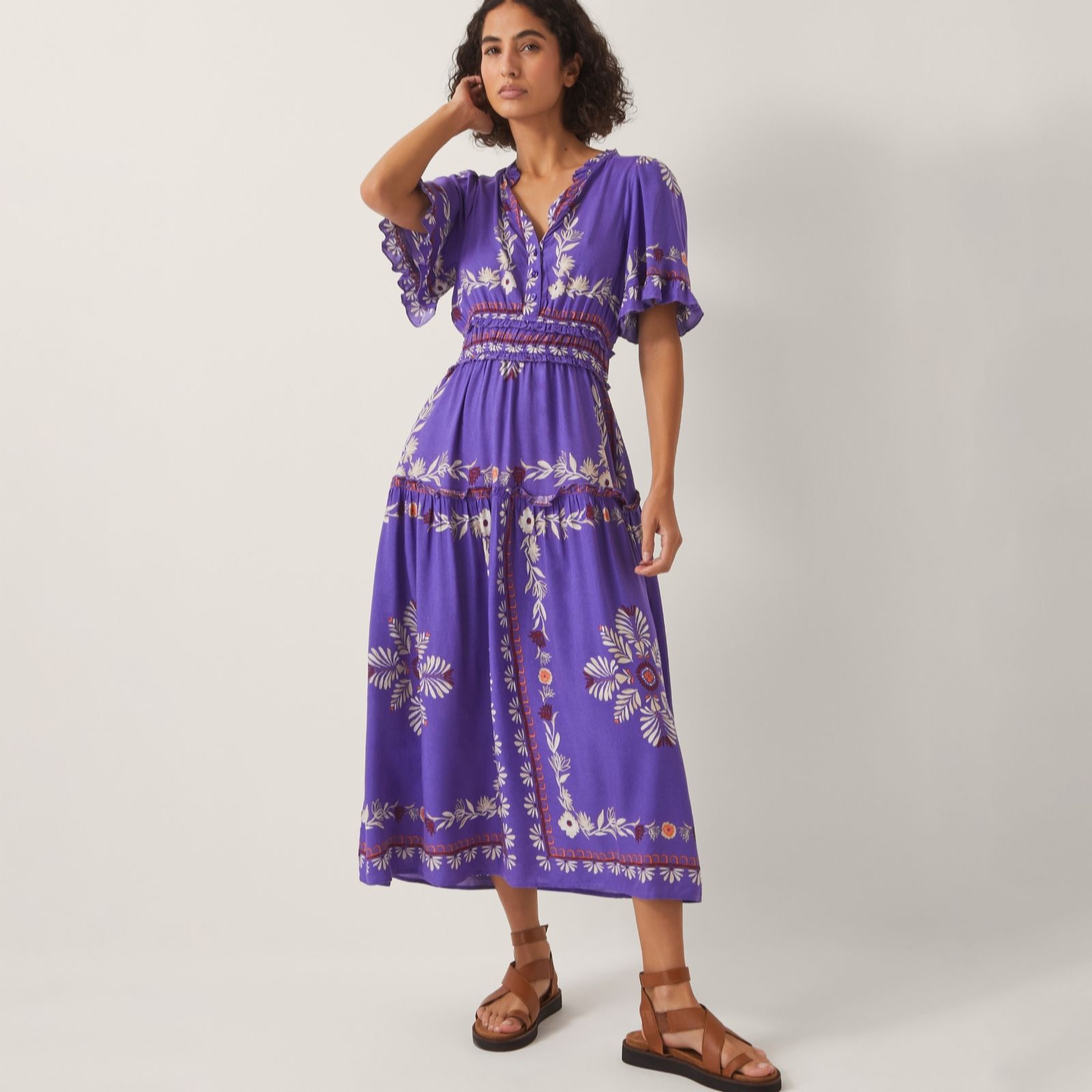 Monsoon Cobalt Lenora Print Midi Dress