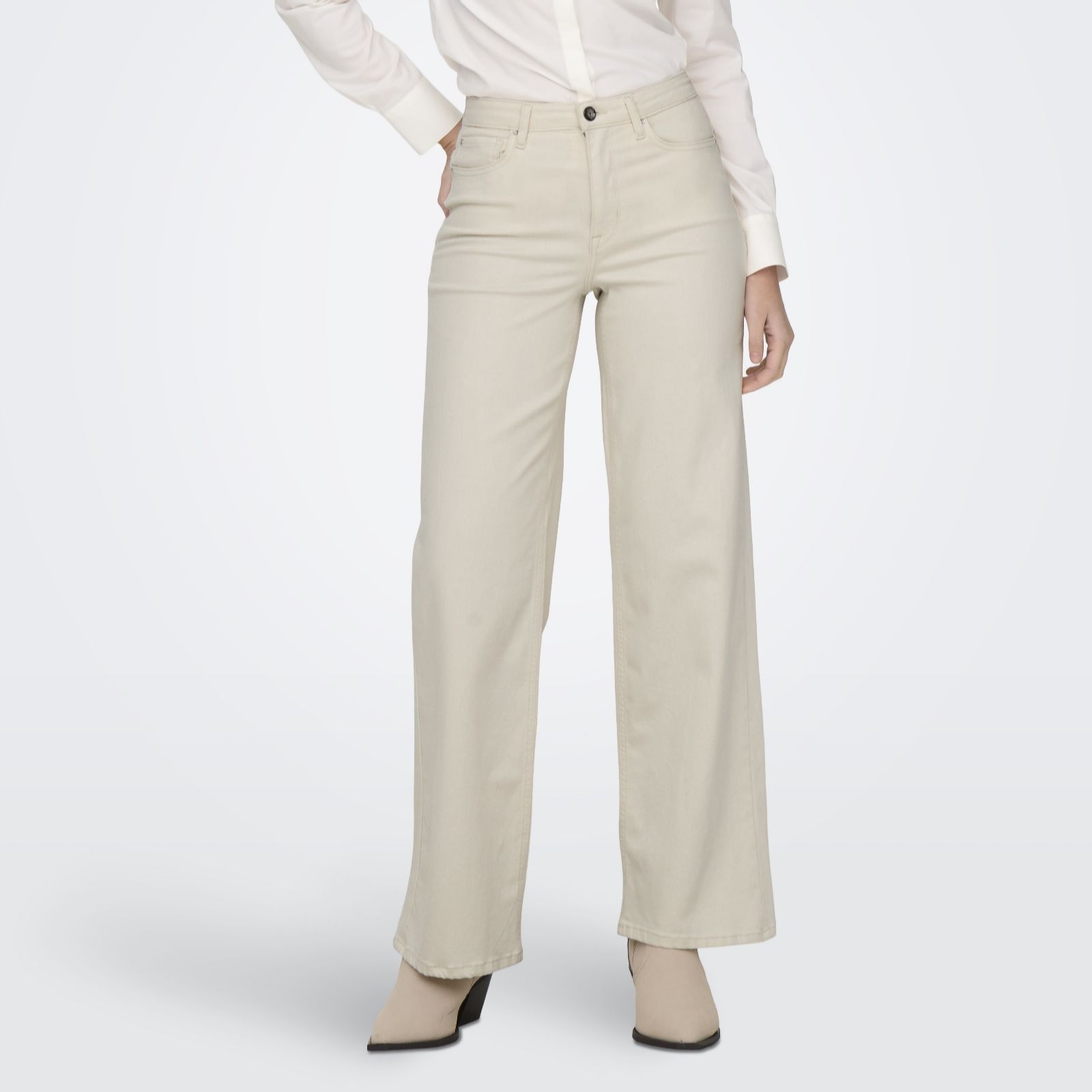 Only Madison Blush Wide Leg Jeans - Ecru - 14S