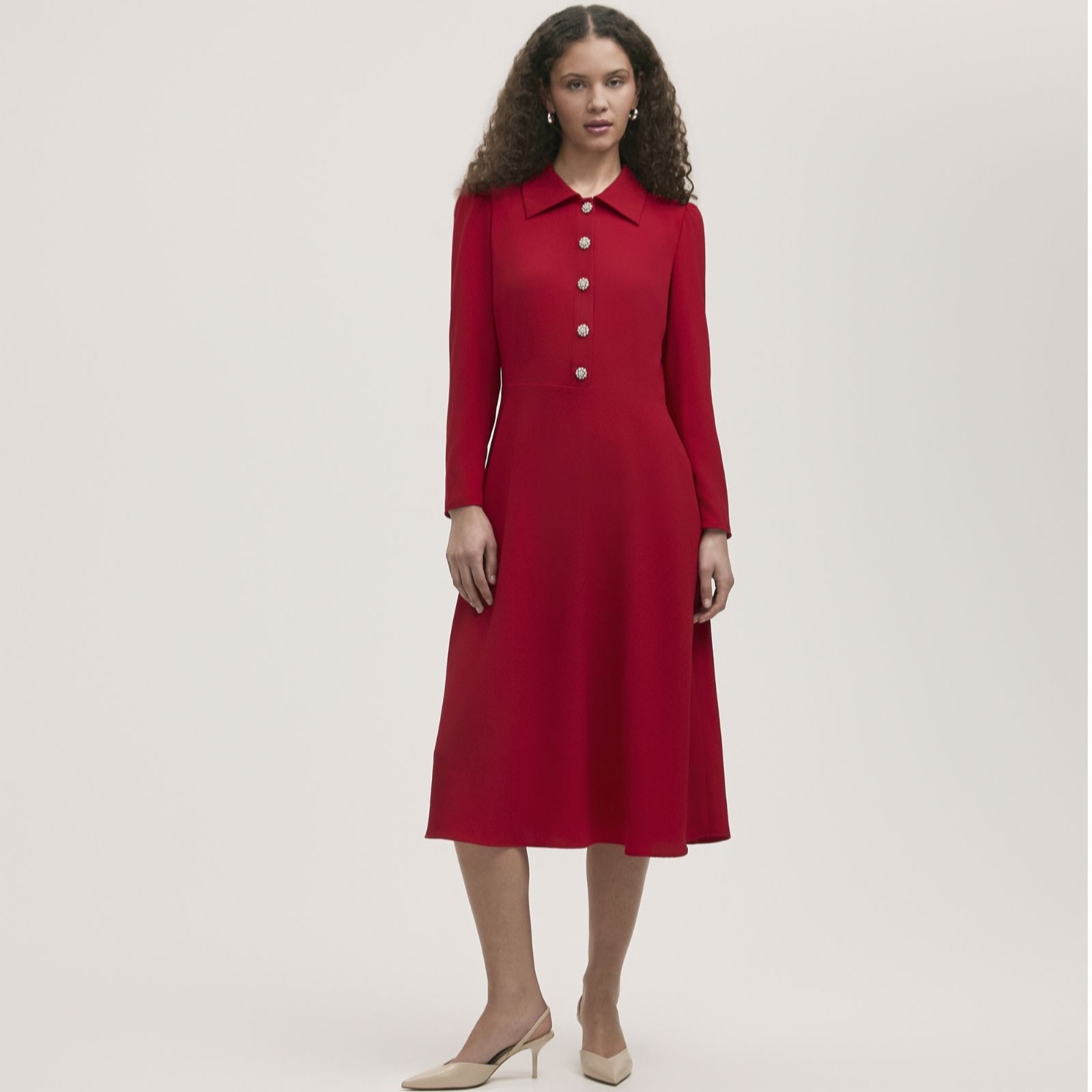 Finery Bottle Green London Lucia Rich Crepe Dress Standard
