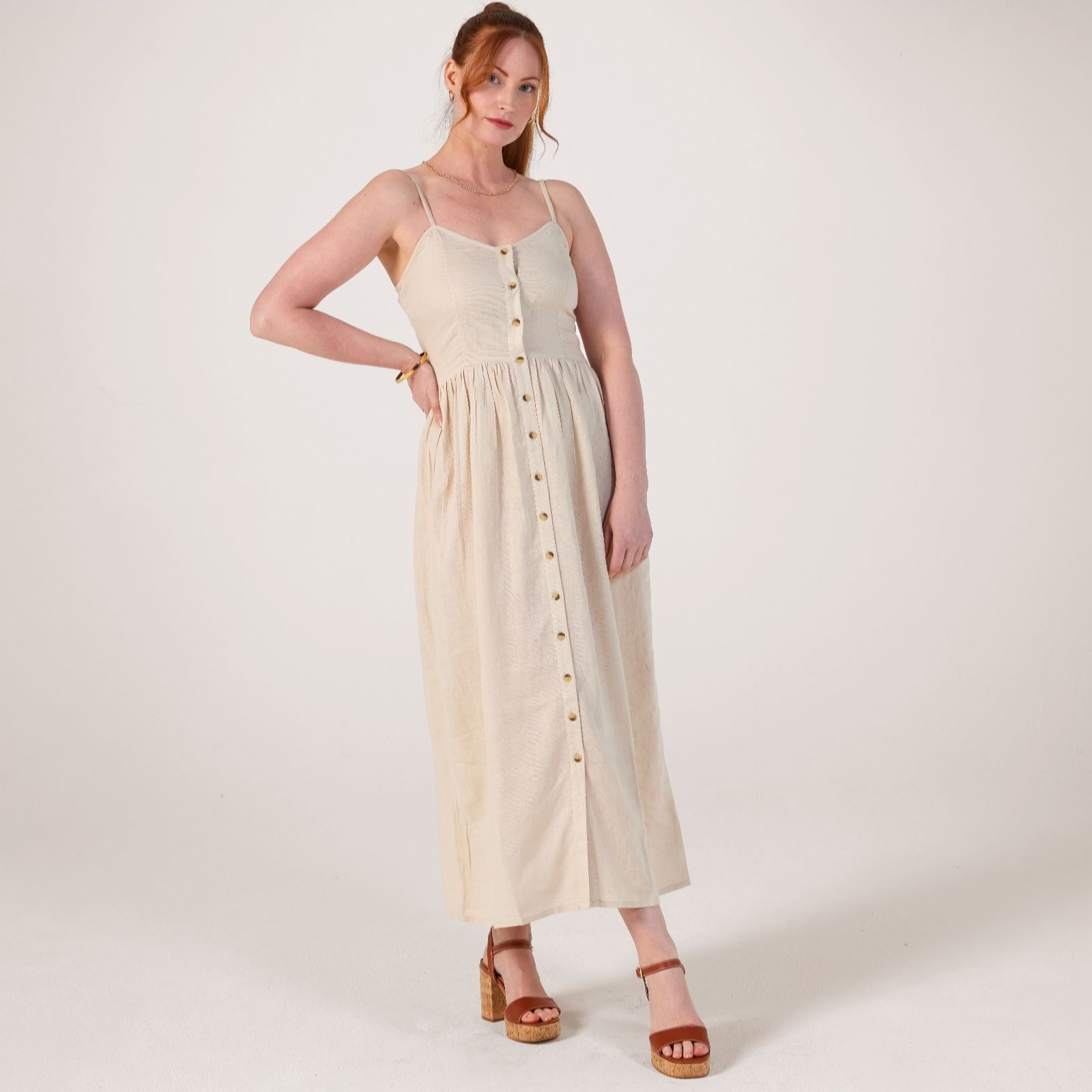 ONLY Linen Blend Button Dress