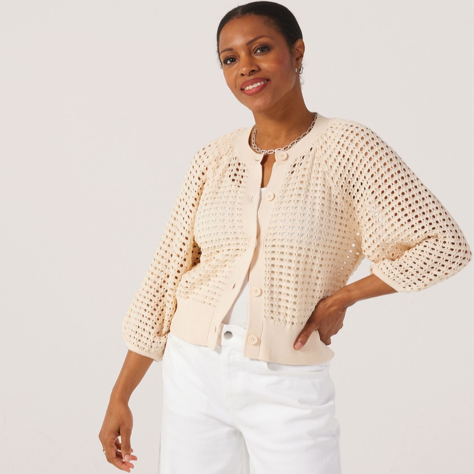 Masai Copenhagen Chestnut Lakker Cotton Open Weave Cardigan