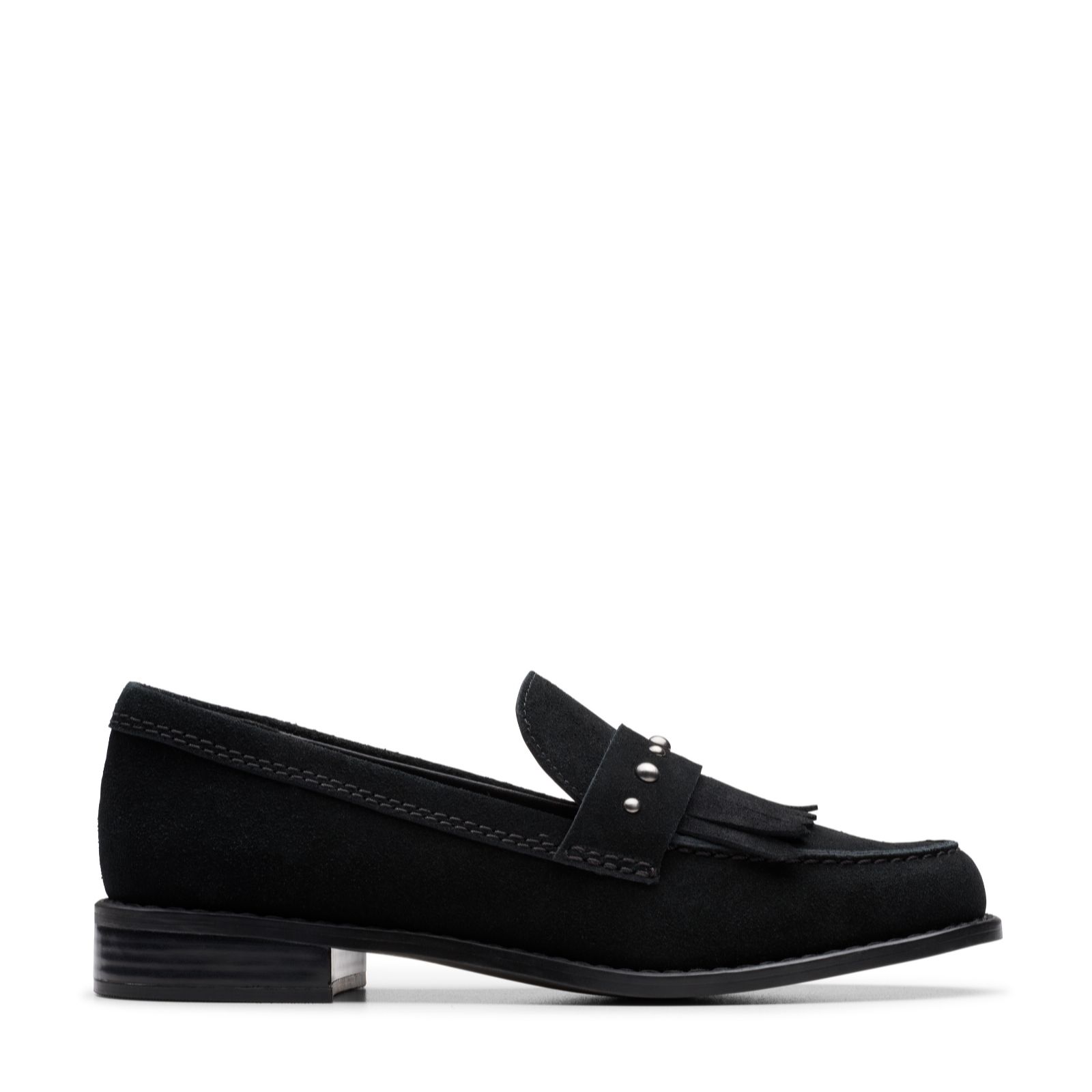 Clarks Footwear Women's Black Suede Clarks Hana Loafers