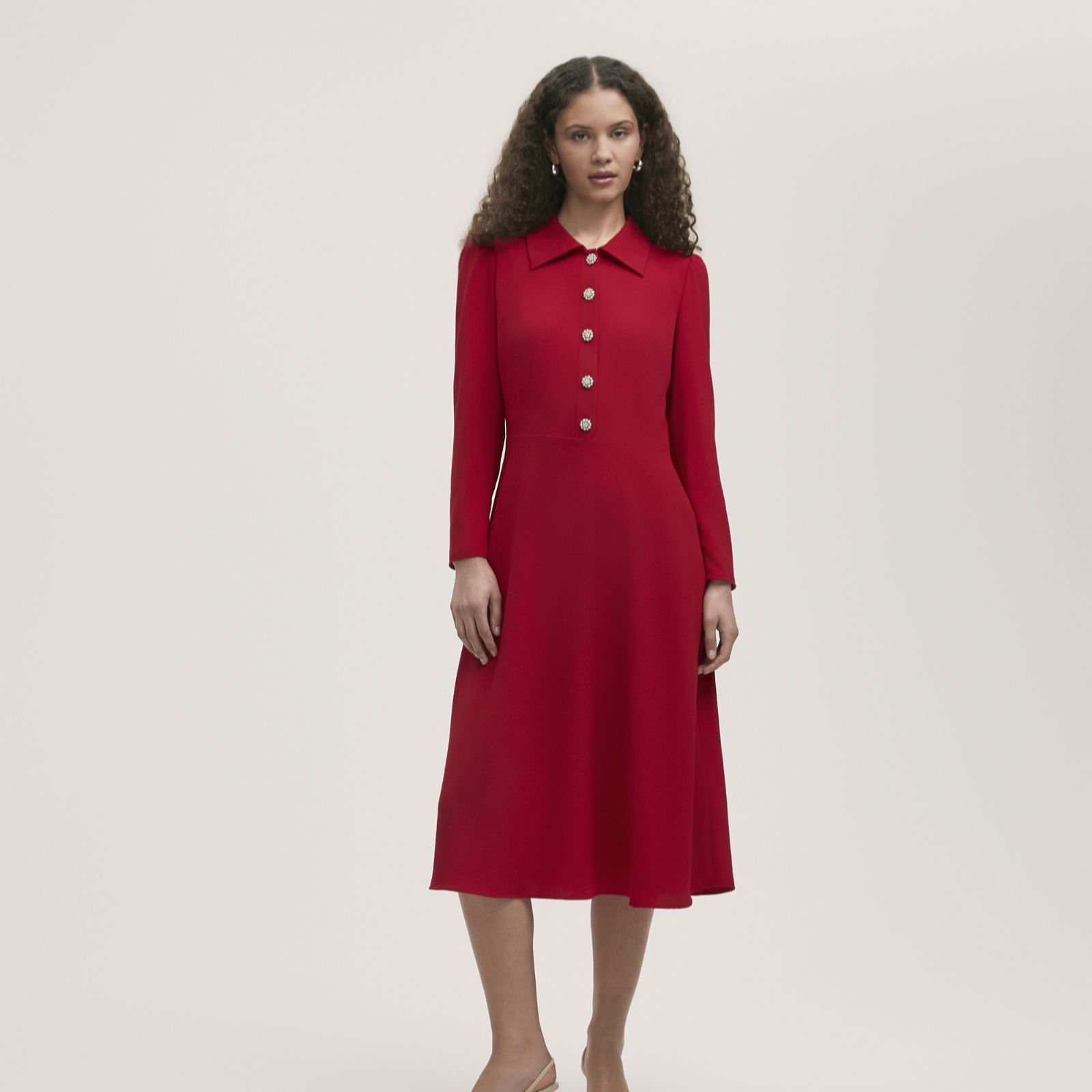 Finery Bottle Green London Lucia Rich Crepe Dress Short