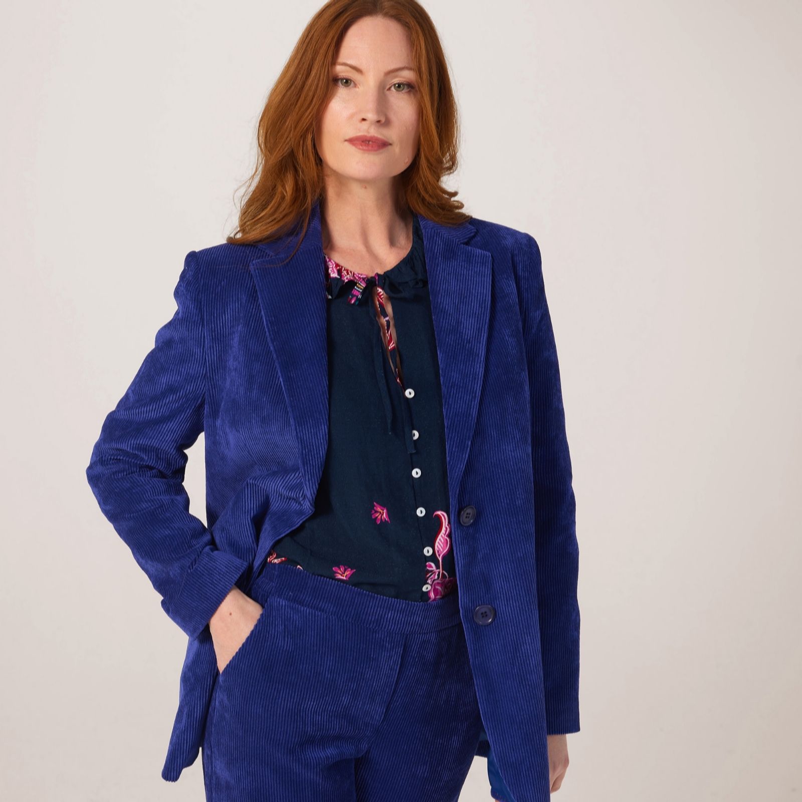 Helene Berman Black Soft Cord Relaxed Fit Blazer