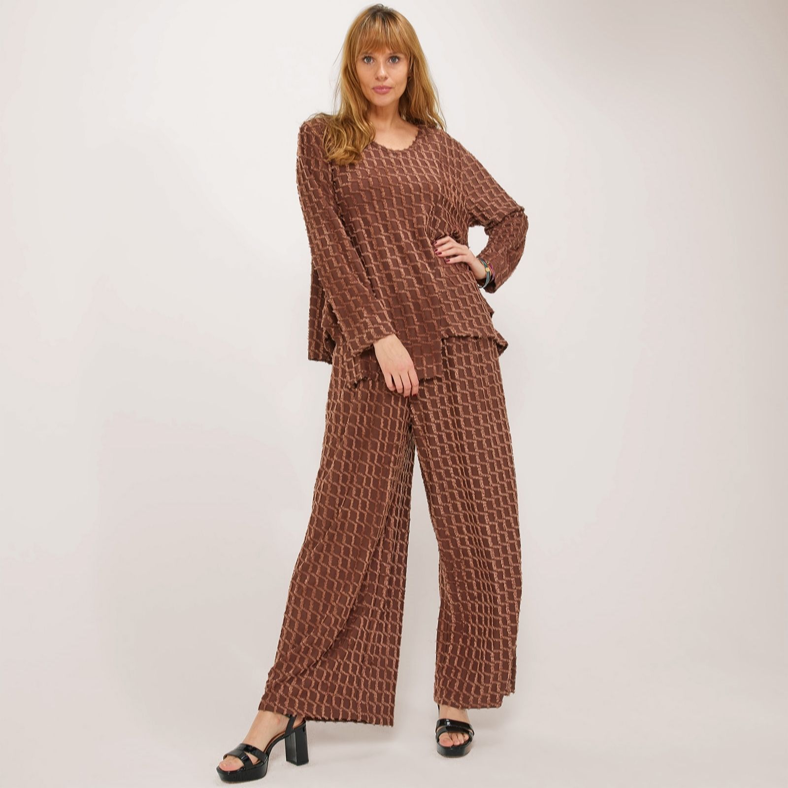 Frank Usher Textured Jersey Top with Mixed Hemline Level