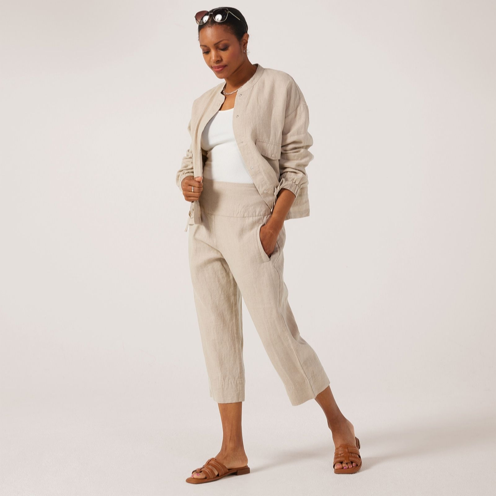 Masai Copenhagen Pallas 100% Linen Cropped Straight Leg Trouser