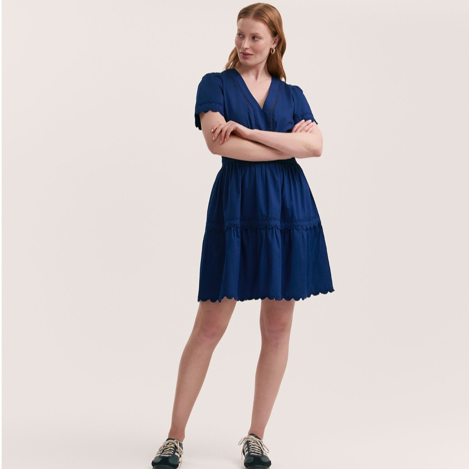 Finery London Reece Cotton Poplin Dress with Rik Rak Detail women's