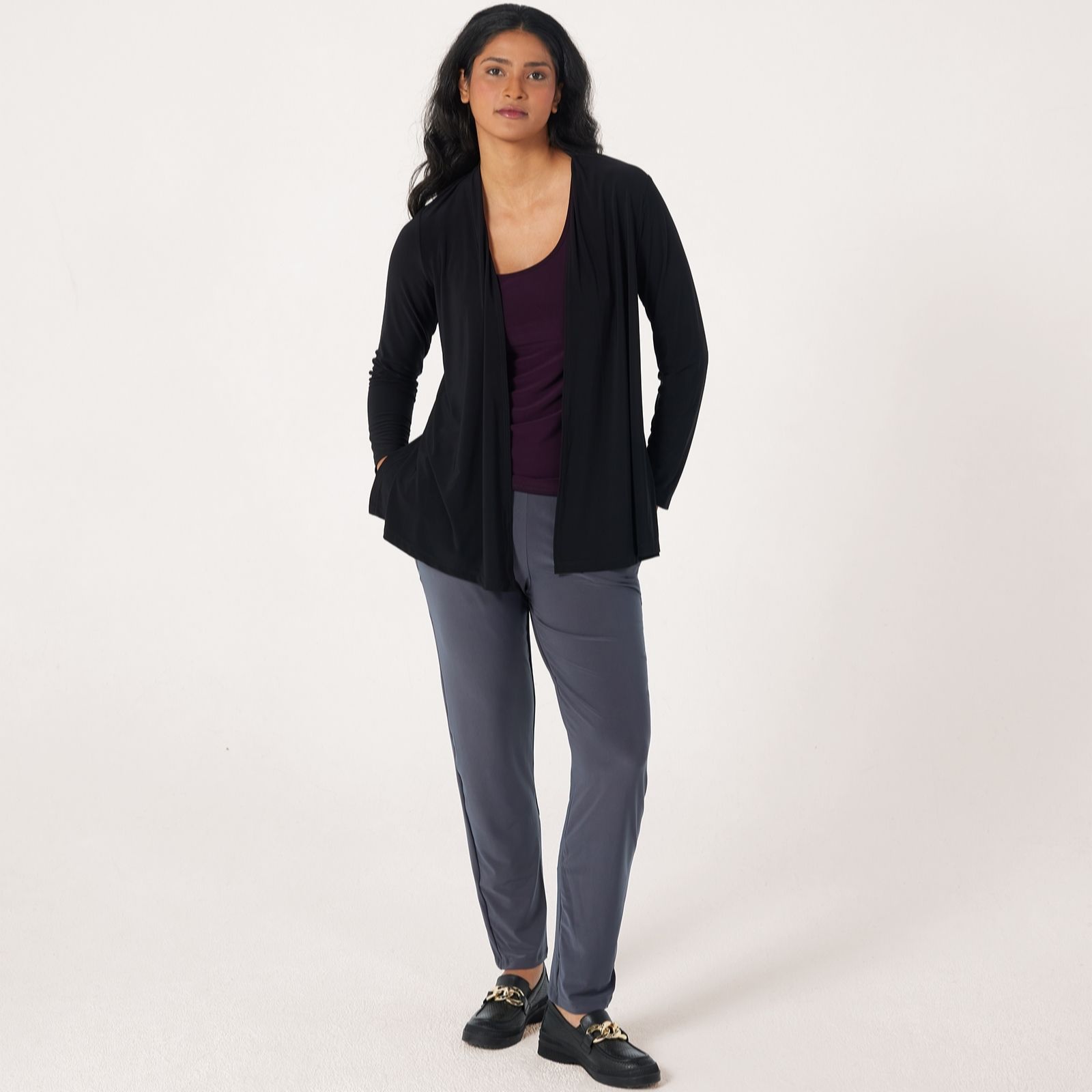 Kim & Co Black Deluxe Brazil Jersey Long Sleeve Cardigan