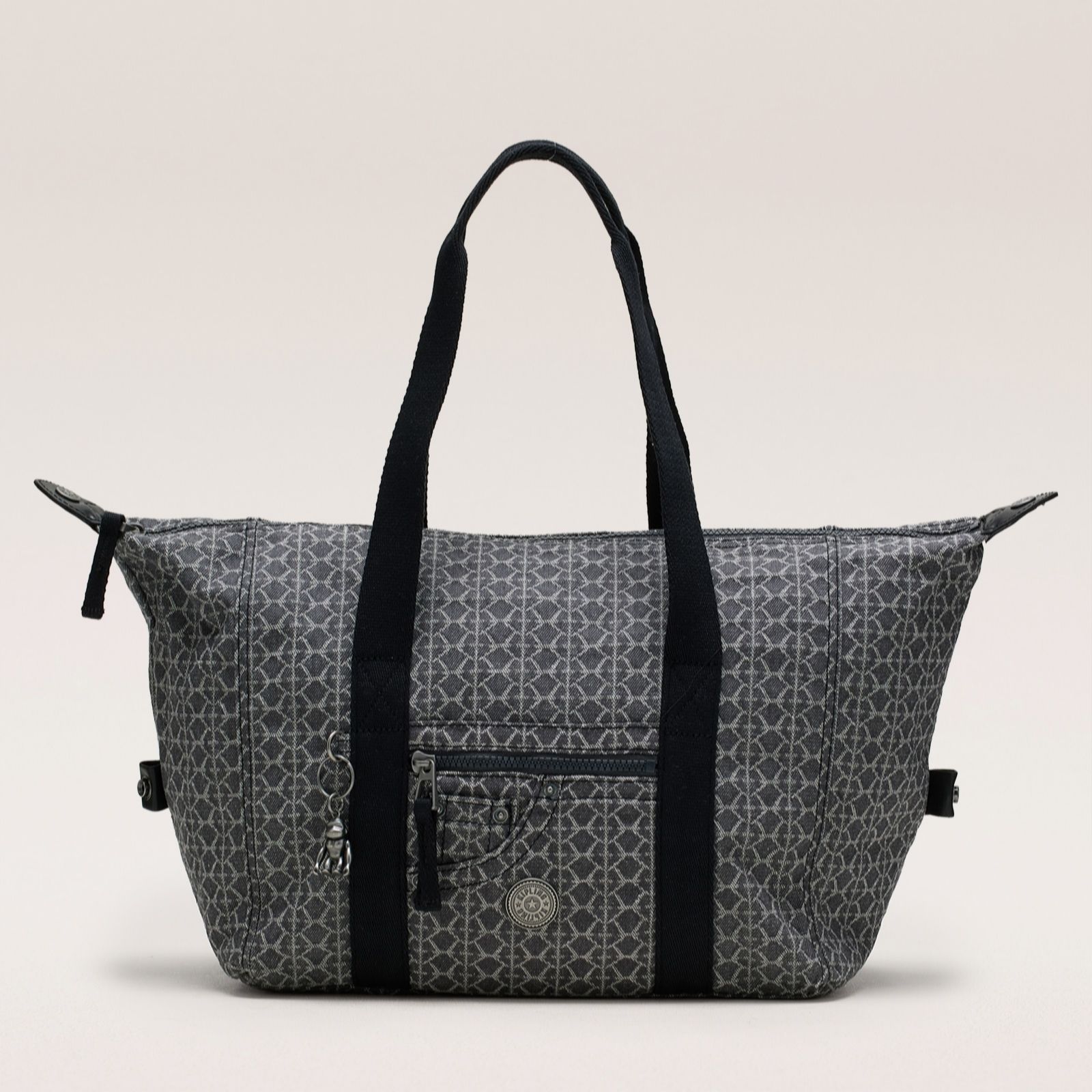 Kipling Grey Denim Jacquard Casual Art Medium Tote