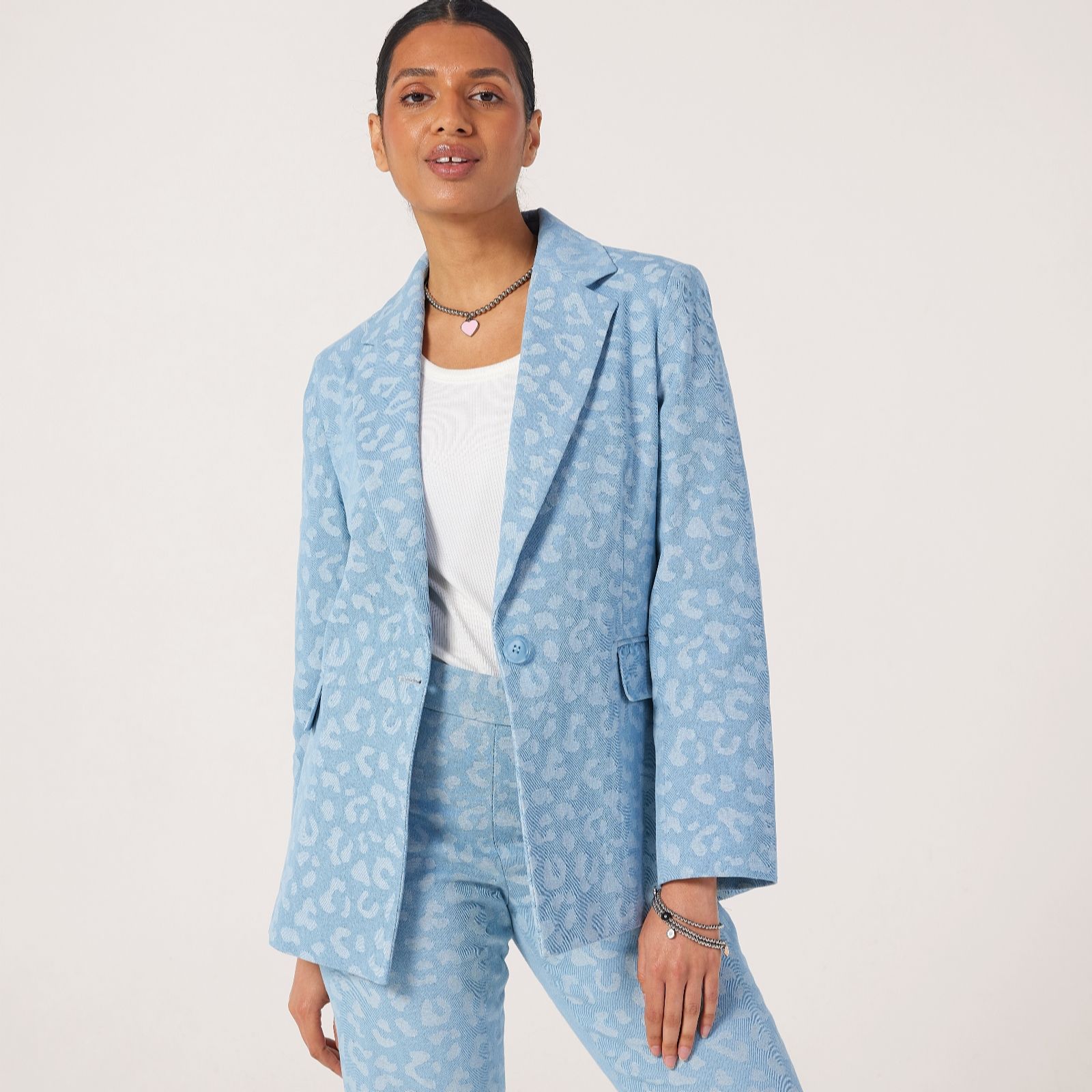 Helene Berman Denim Animal Blazer