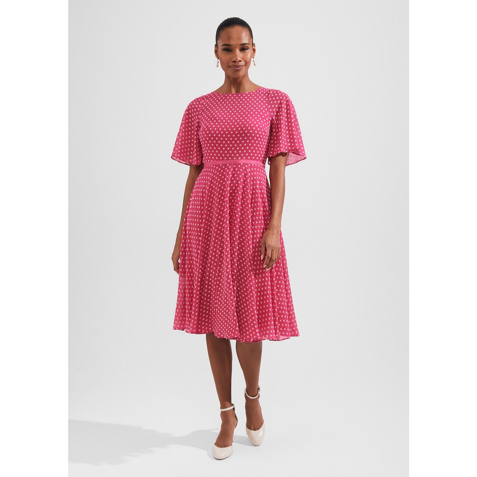 Hobbs London Eleanor Pink Spot Dress