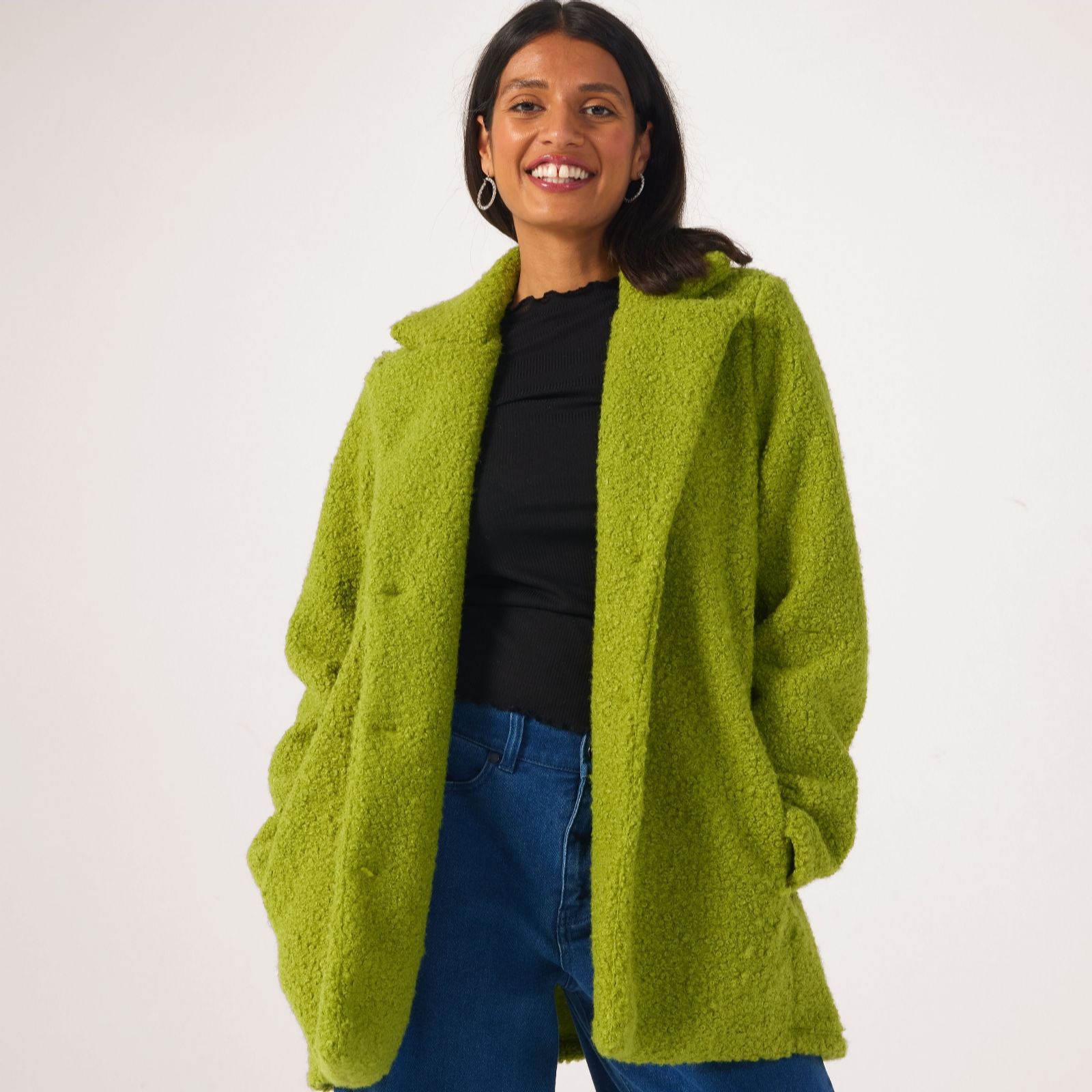 Kim & Co Poodle Cloth Light Coat with Pockets