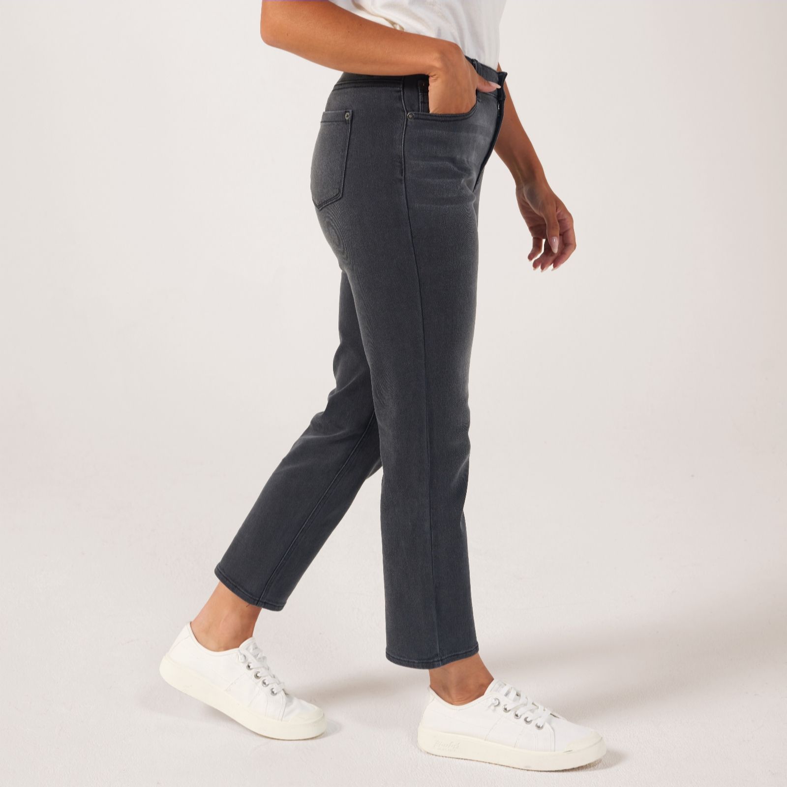 Dannii Minogue Mid Rise Slim Grey Jean Standard