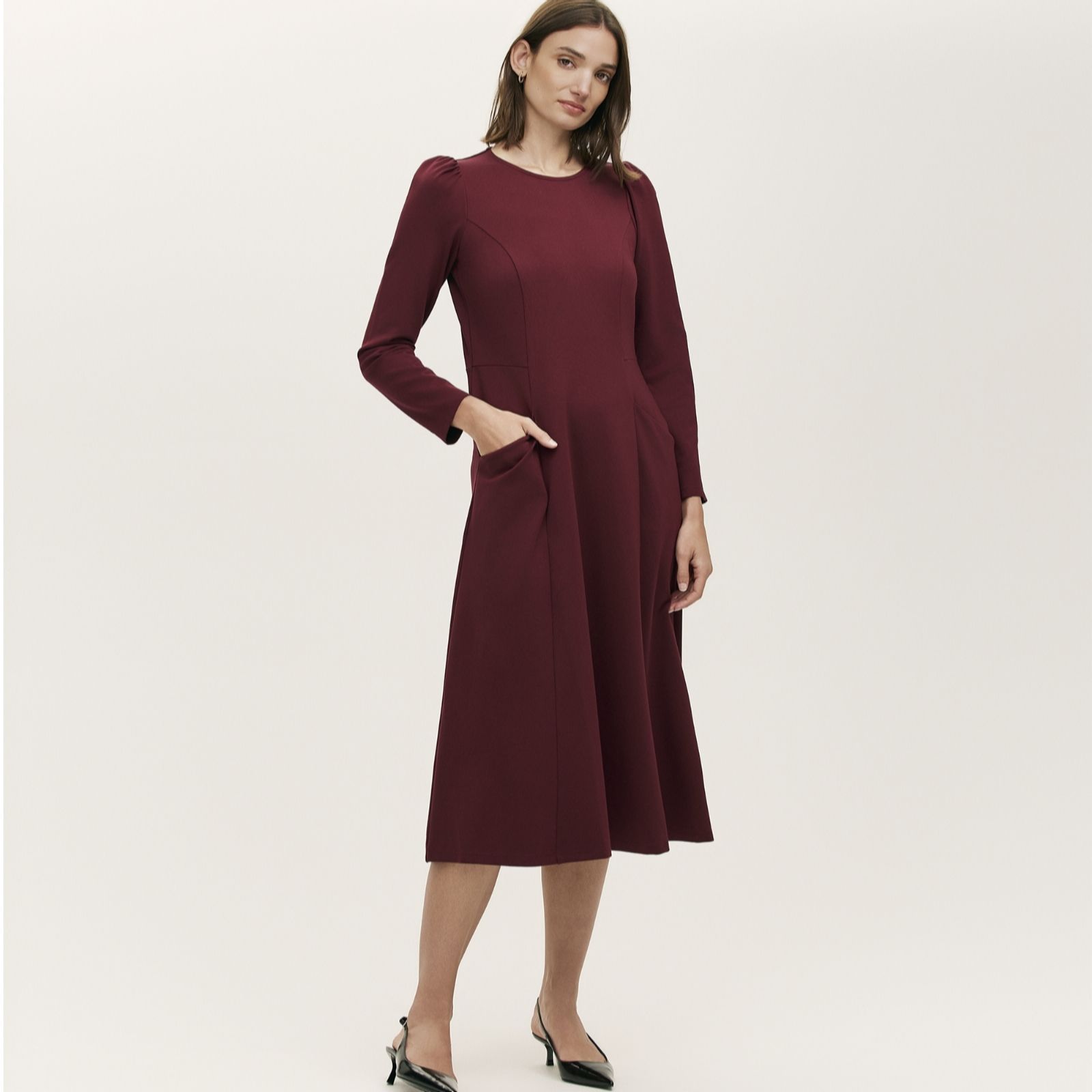 Finery Black London Felice Ponte Jersey Midi Dress Petite