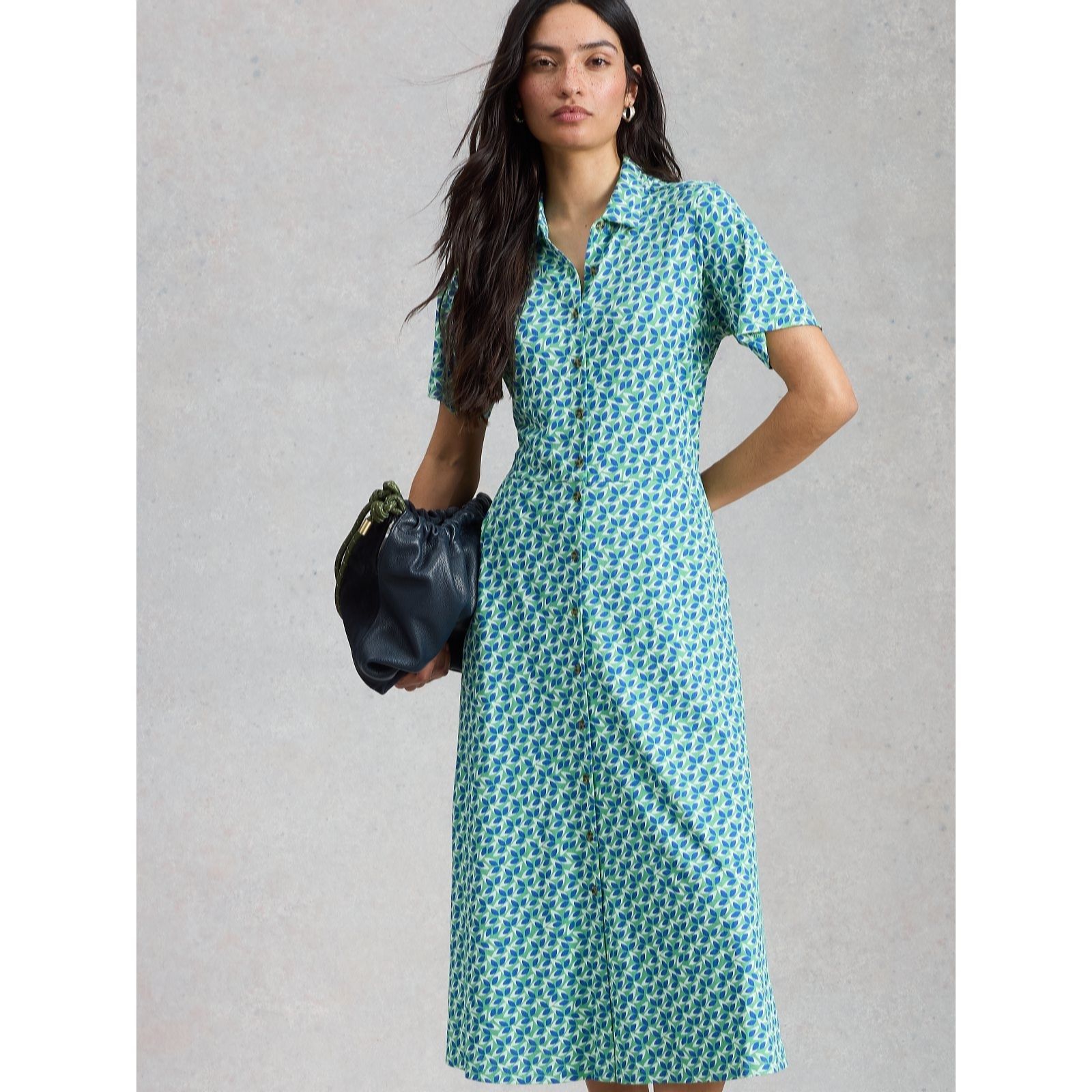 White Stuff Women's Blue Rua Jersey Shirt Dress
